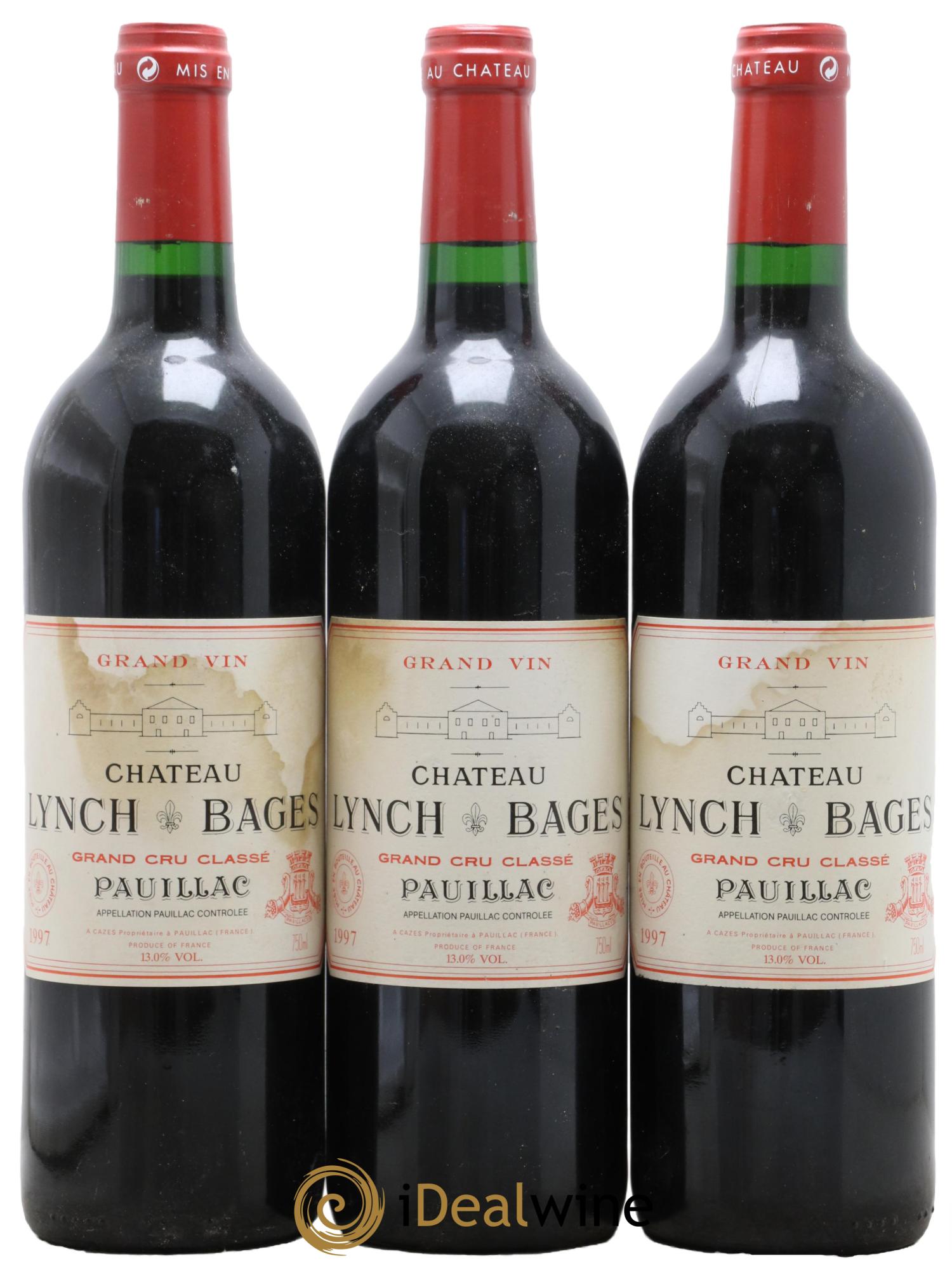 Château Lynch Bages 5ème Grand Cru Classé 1997 - Lot de 3 bouteilles - 0