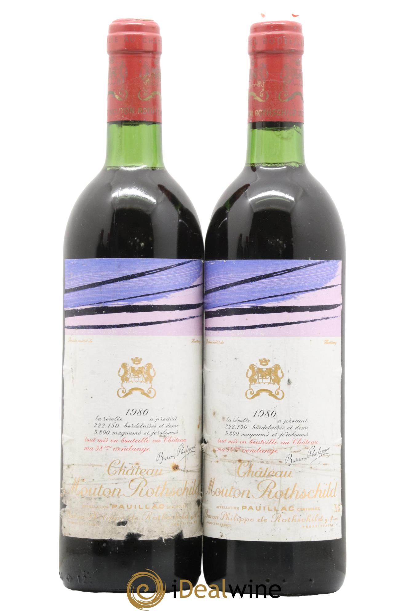 Château Mouton Rothschild 1er Grand Cru Classé 1980 - Lot de 2 bouteilles - 0