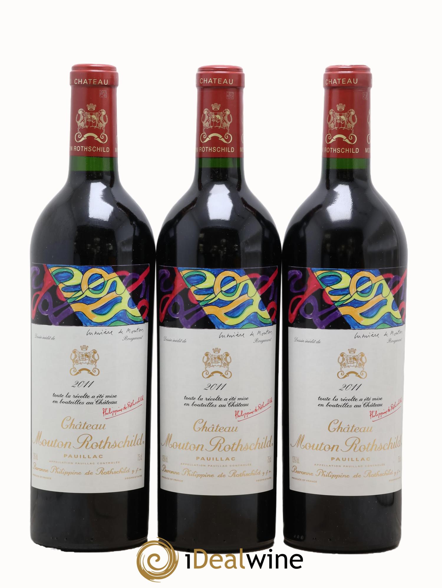 Château Mouton Rothschild 1er Grand Cru Classé 2011 - Lot de 3 bouteilles - 0