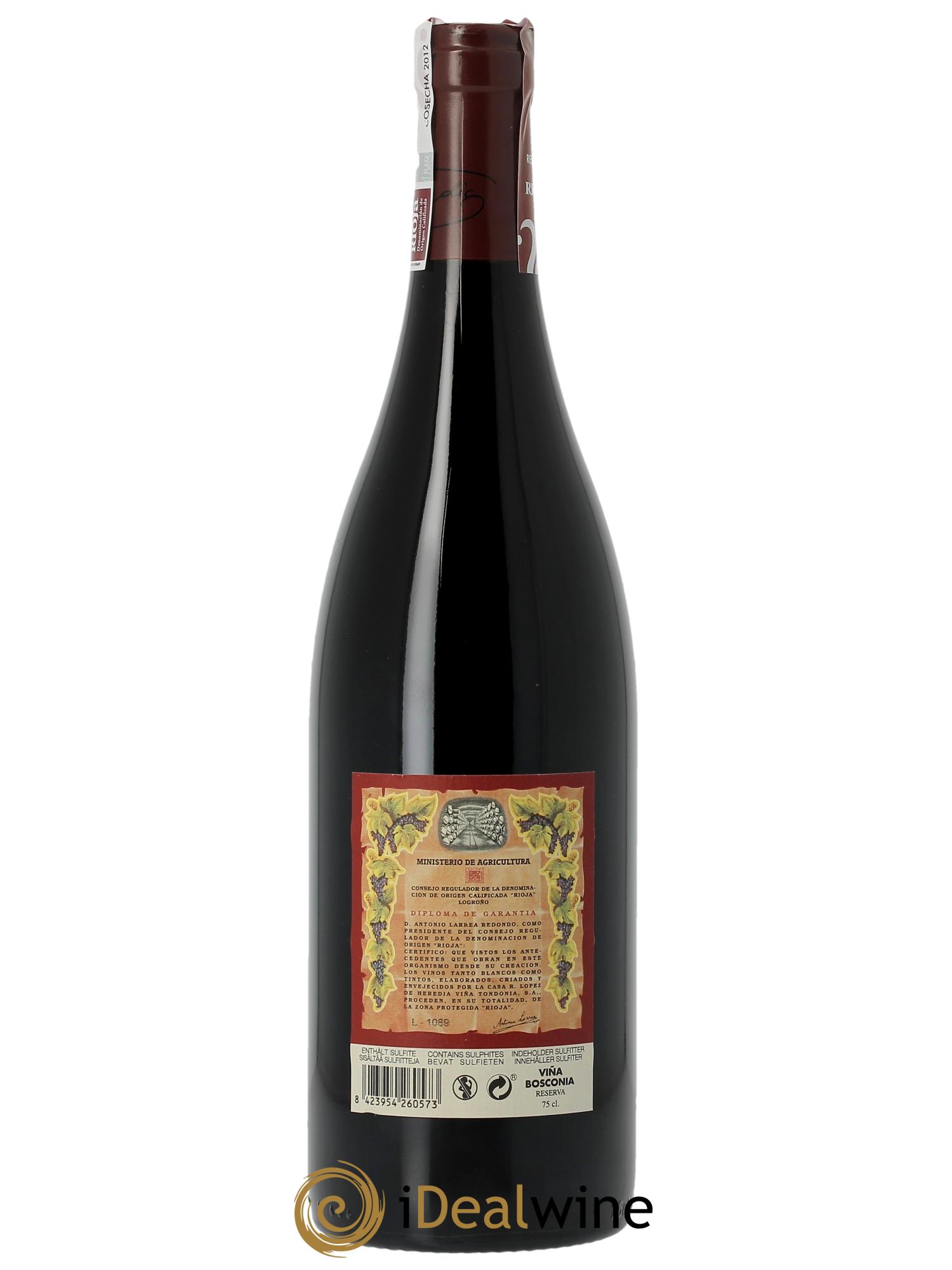 Rioja Viña Bosconia Reserva Vina Tondonia R. Lopez de Heredia 2012 - Lot of 1 bottle - 2