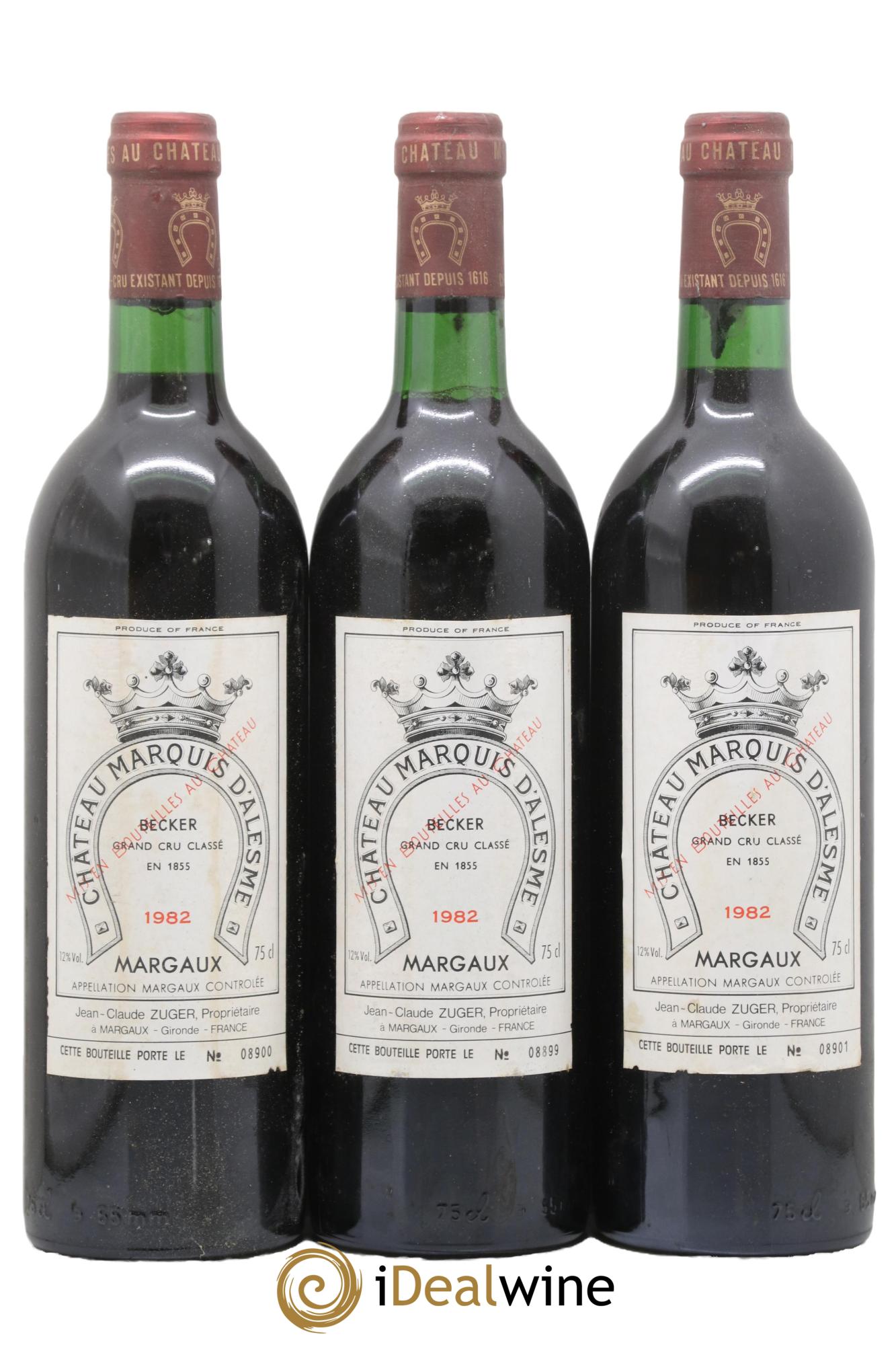 Château Marquis d'Alesme 1982 - Lot de 3 bouteilles - 0