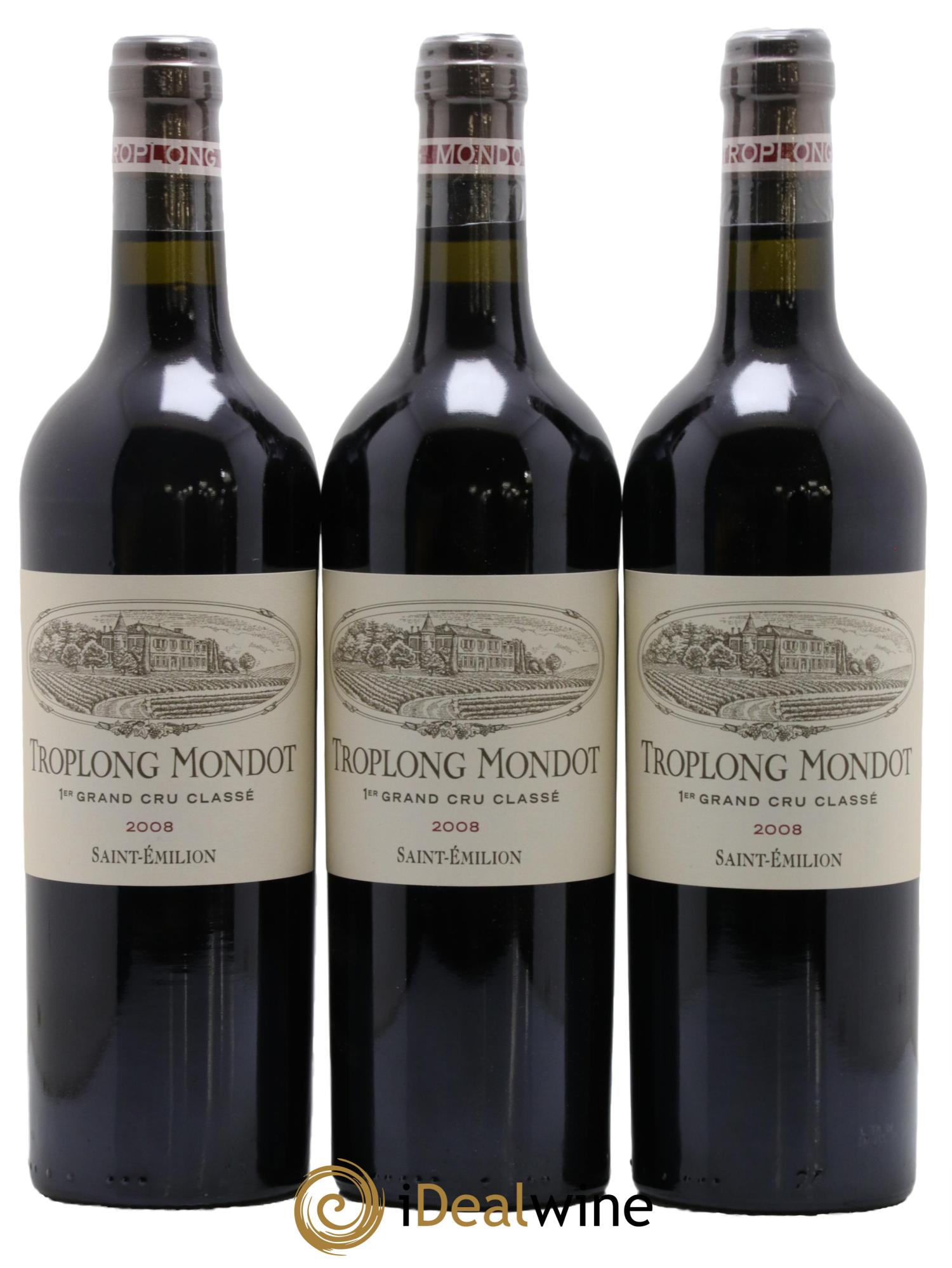 Château Troplong Mondot 1er Grand Cru Classé B 2008 - Lot de 3 bouteilles - 0