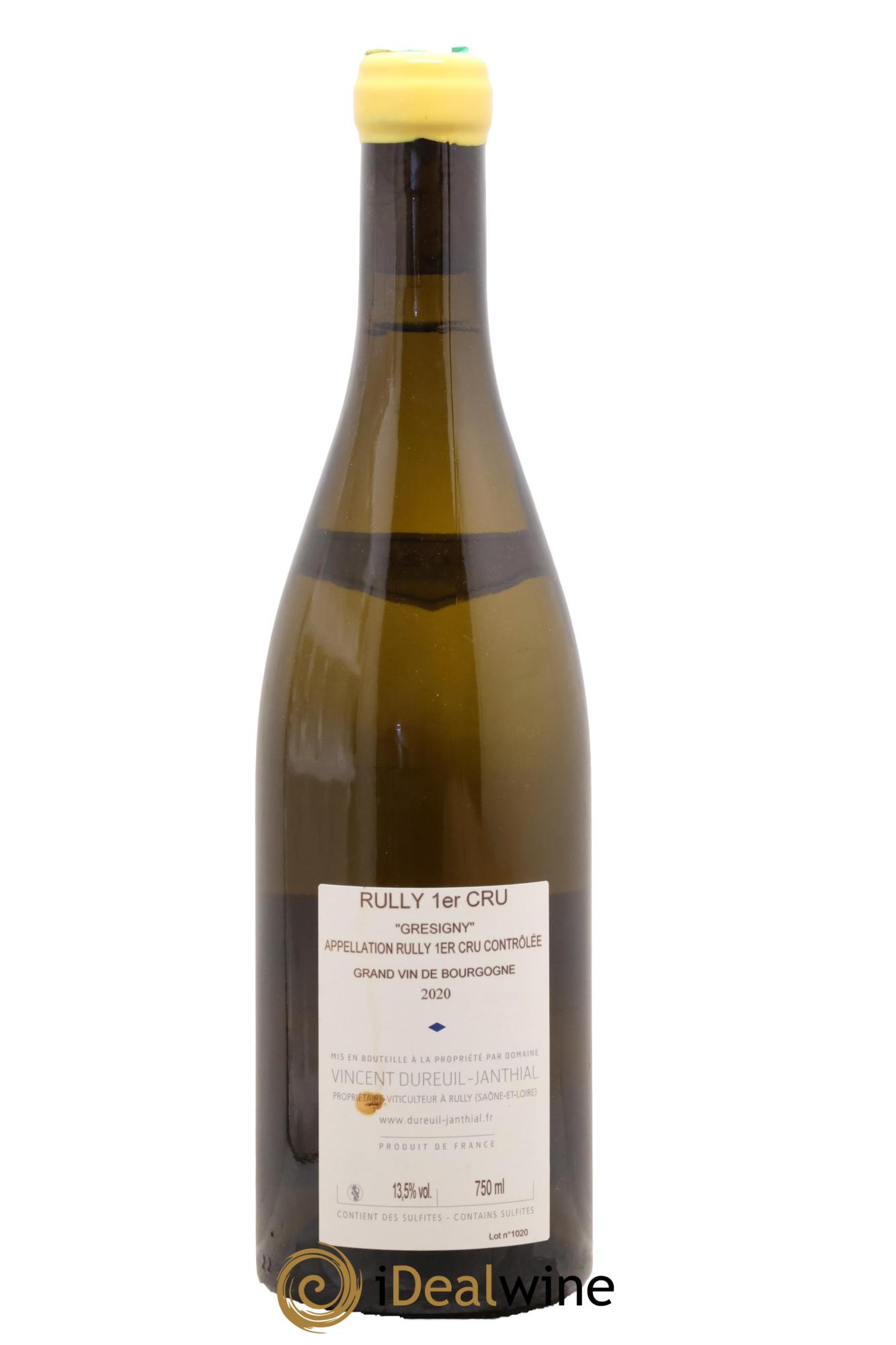 Rully 1er Cru Grésigny Vieilles Vignes Vincent Dureuil-Janthial 2020 - Lot de 1 bouteille - 1