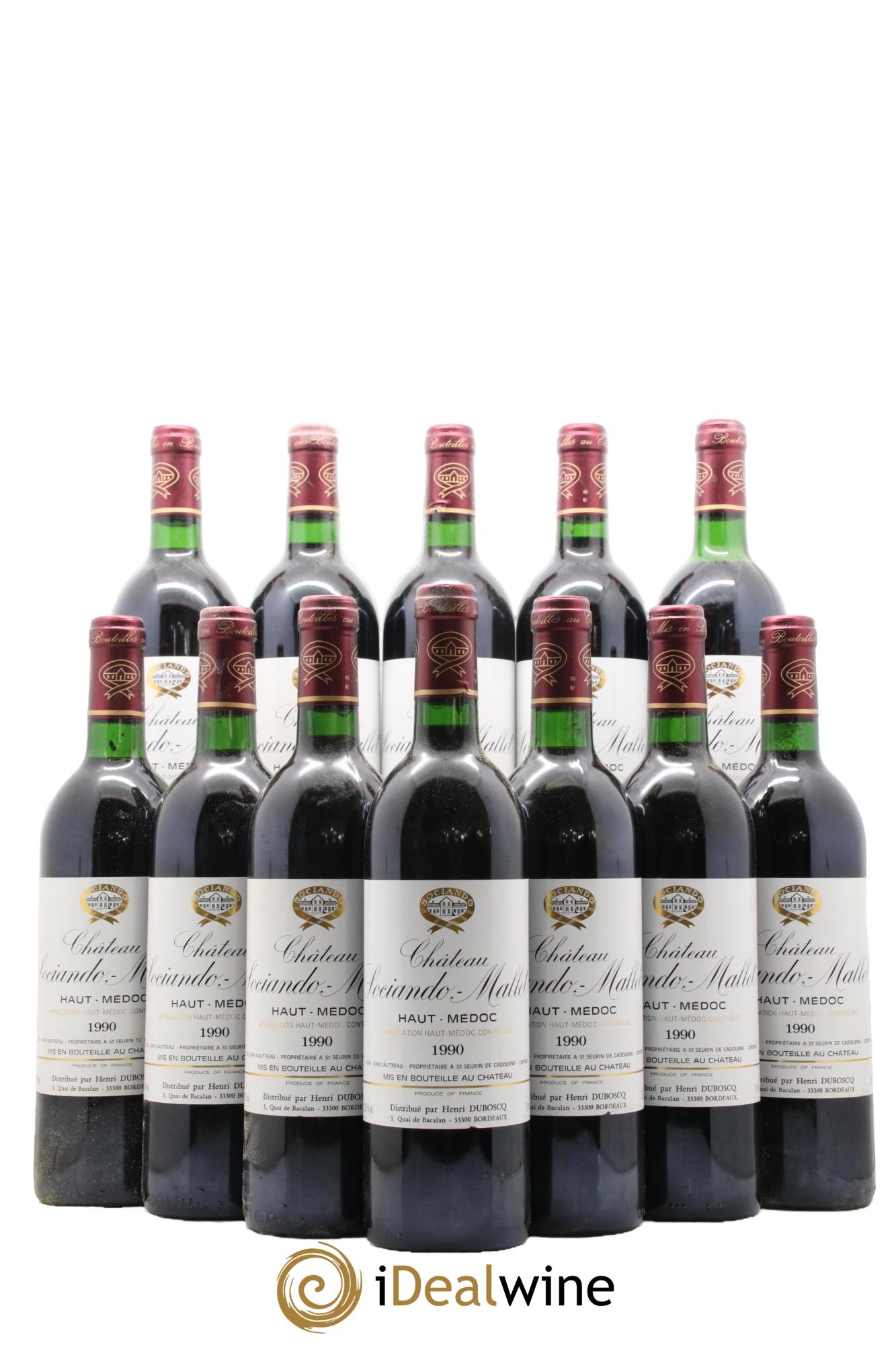 Château Sociando Mallet 1990 - Lot de 12 bouteilles - 0