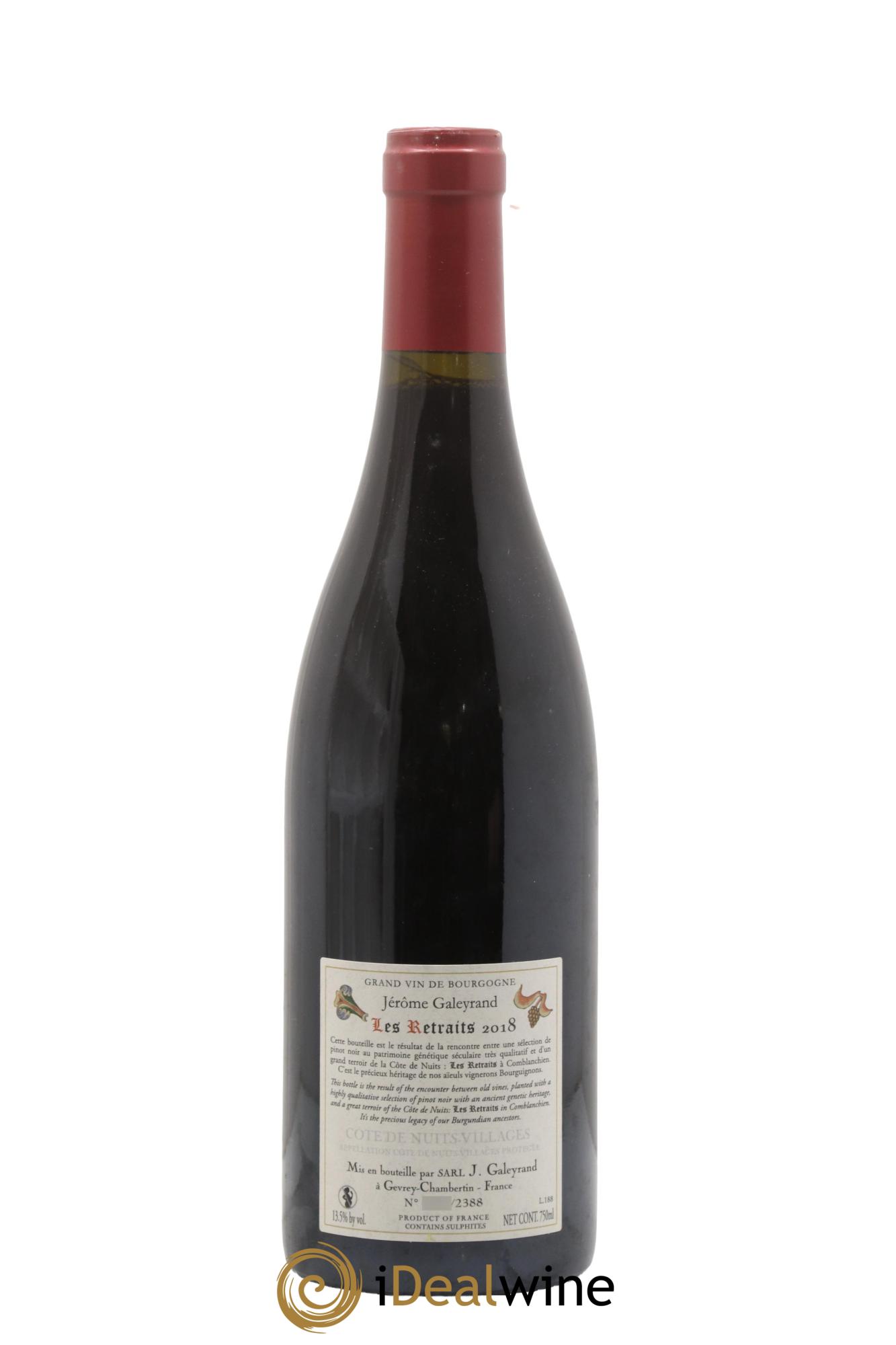 Côte de Nuits-Villages Les Retraits Jérôme Galeyrand 2018 - Lot de 1 bouteille - 1