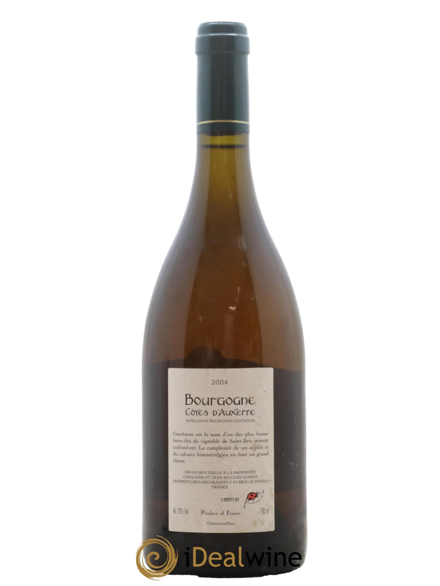 Bourgogne Côtes d'Auxerre Gondonne Goisot 2004 - Lot of 1 bottle - 1