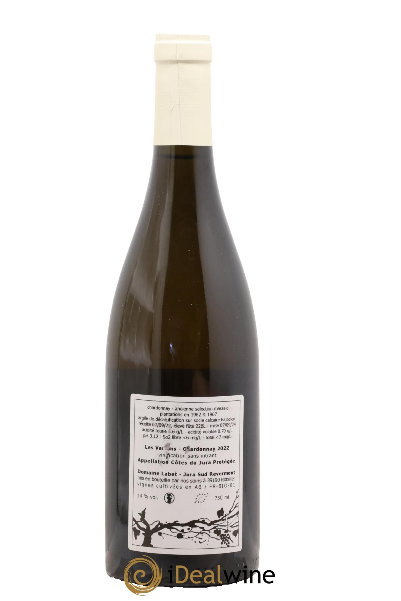 Côtes du Jura Chardonnay Les Varrons Romain - Julien  - Charline Labet 2022 - Lot de 1 bouteille - 1