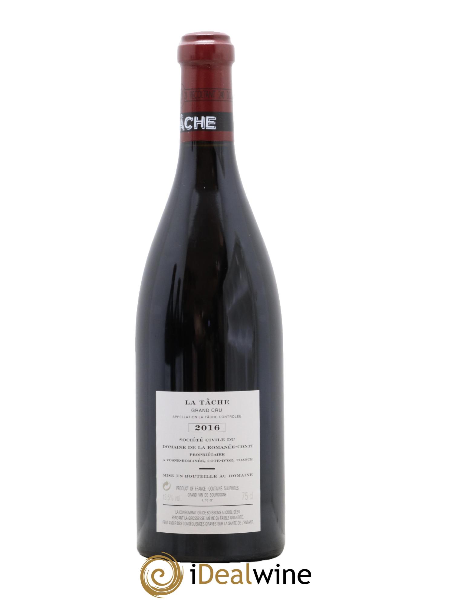 La Tâche Grand Cru Domaine de la Romanée-Conti  2016 - Lot de 1 bouteille - 1