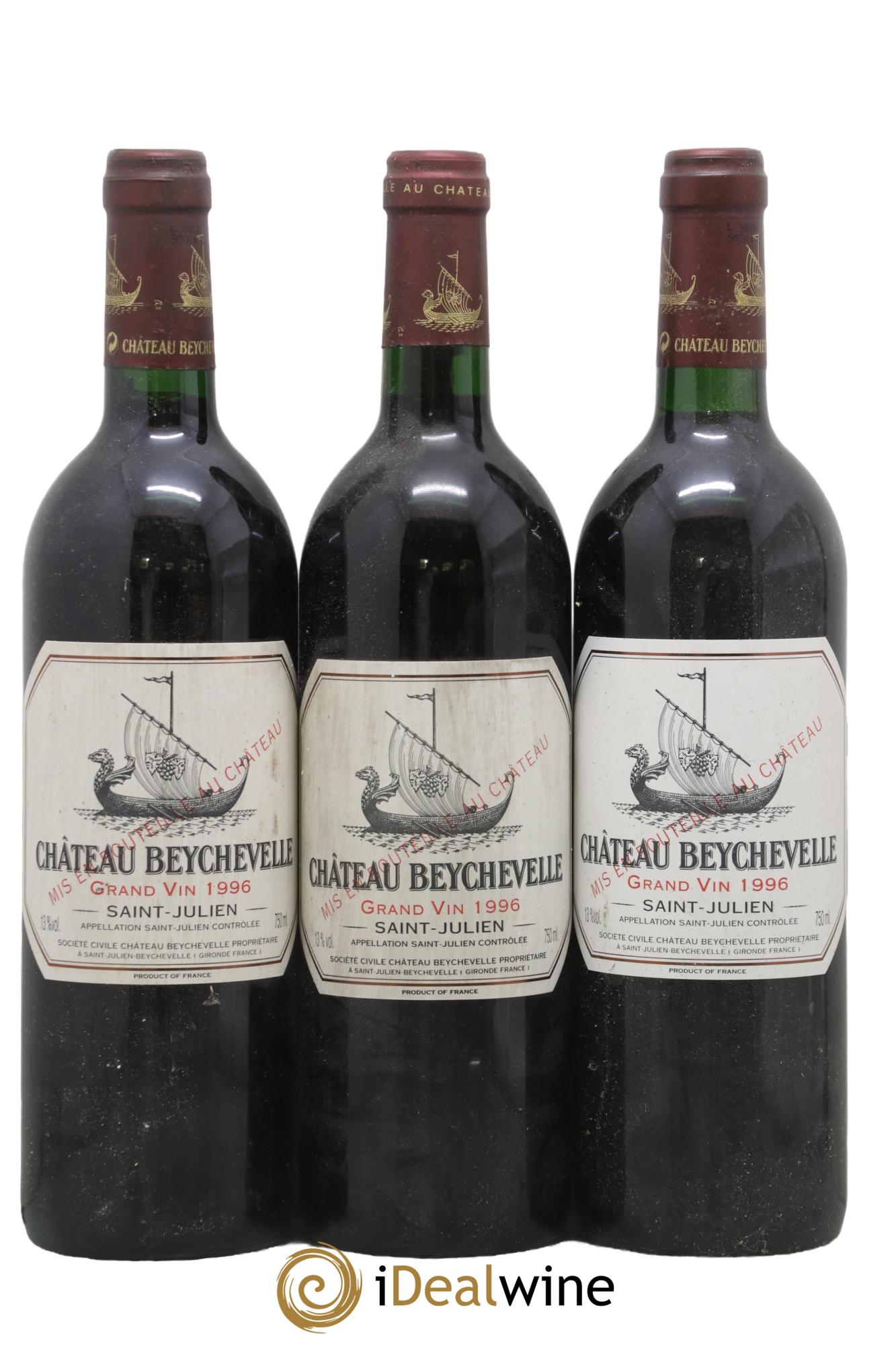 Château Beychevelle 4ème Grand Cru Classé 1996 - Lot de 3 bouteilles - 0