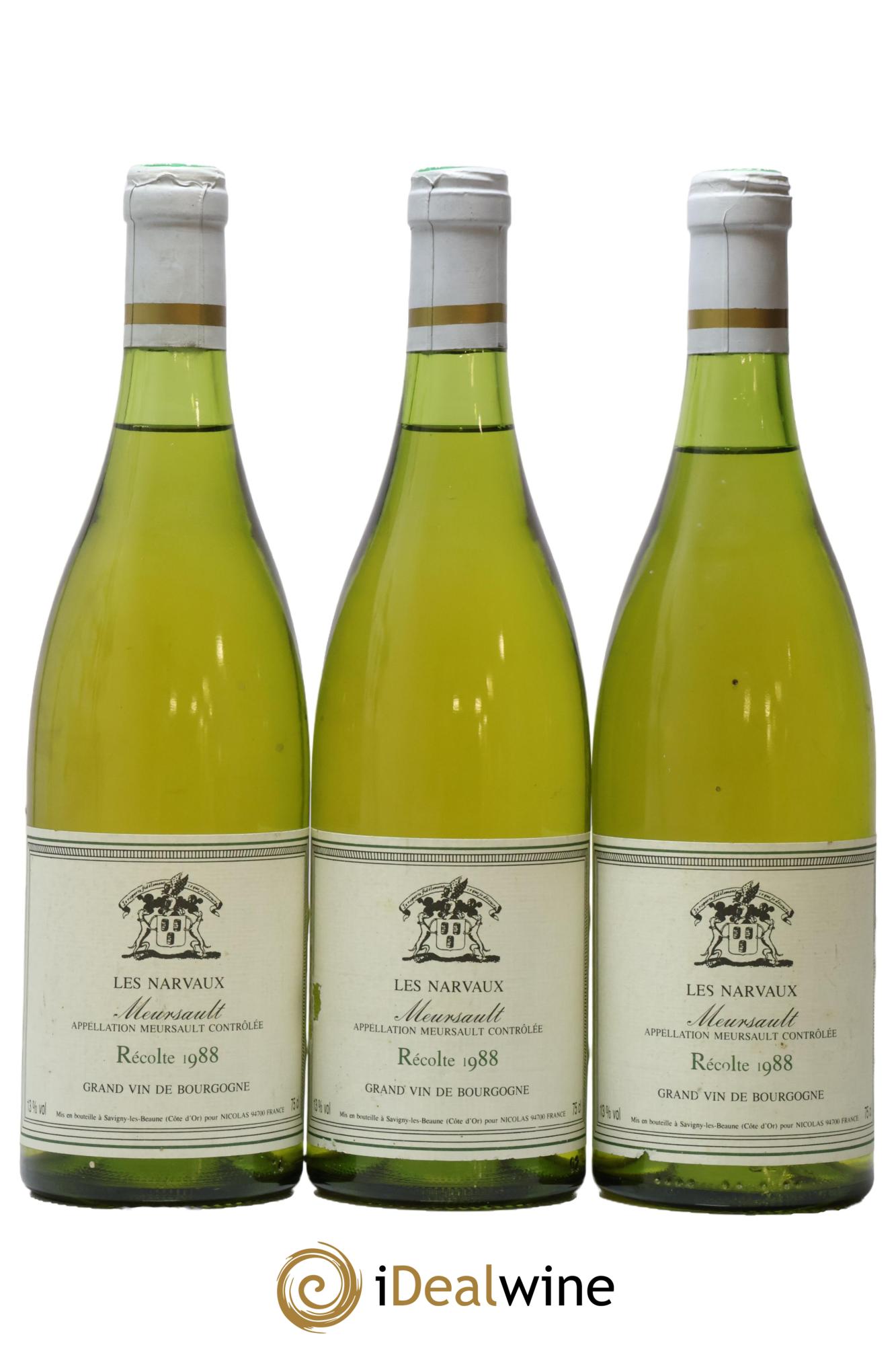 Meursault Les Narvaux Morey-Blanc 1988 - Lot de 3 bouteilles - 0