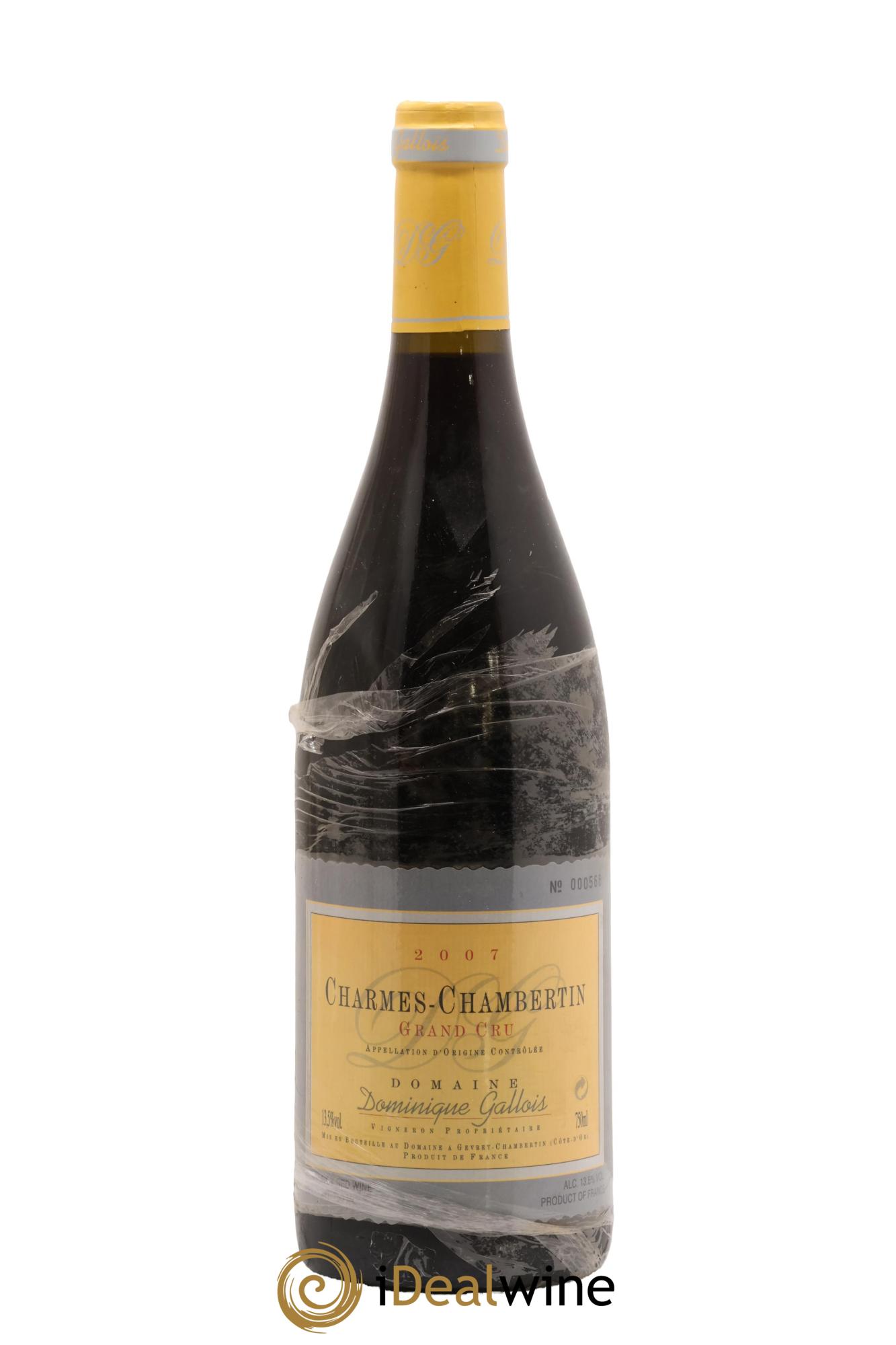 Charmes-Chambertin Grand Cru Dominique Gallois (Domaine) 2007 - Lot de 1 bouteille - 0