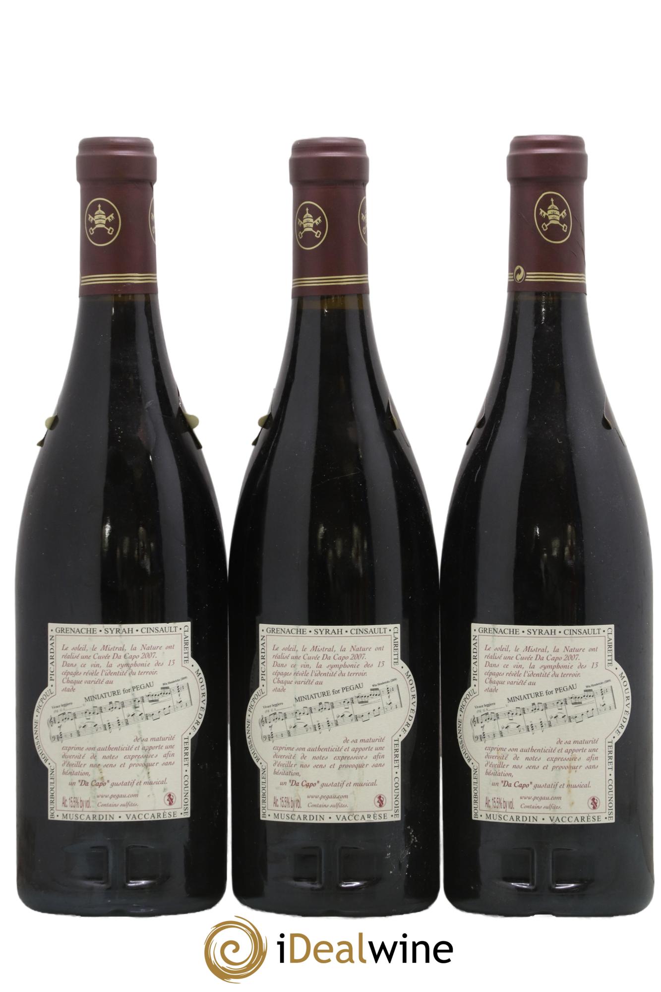 Châteauneuf-du-Pape Domaine du Pégau Cuvée Da Capo Paul et Laurence Féraud  2007 - Lotto di 3 bottiglie - 1