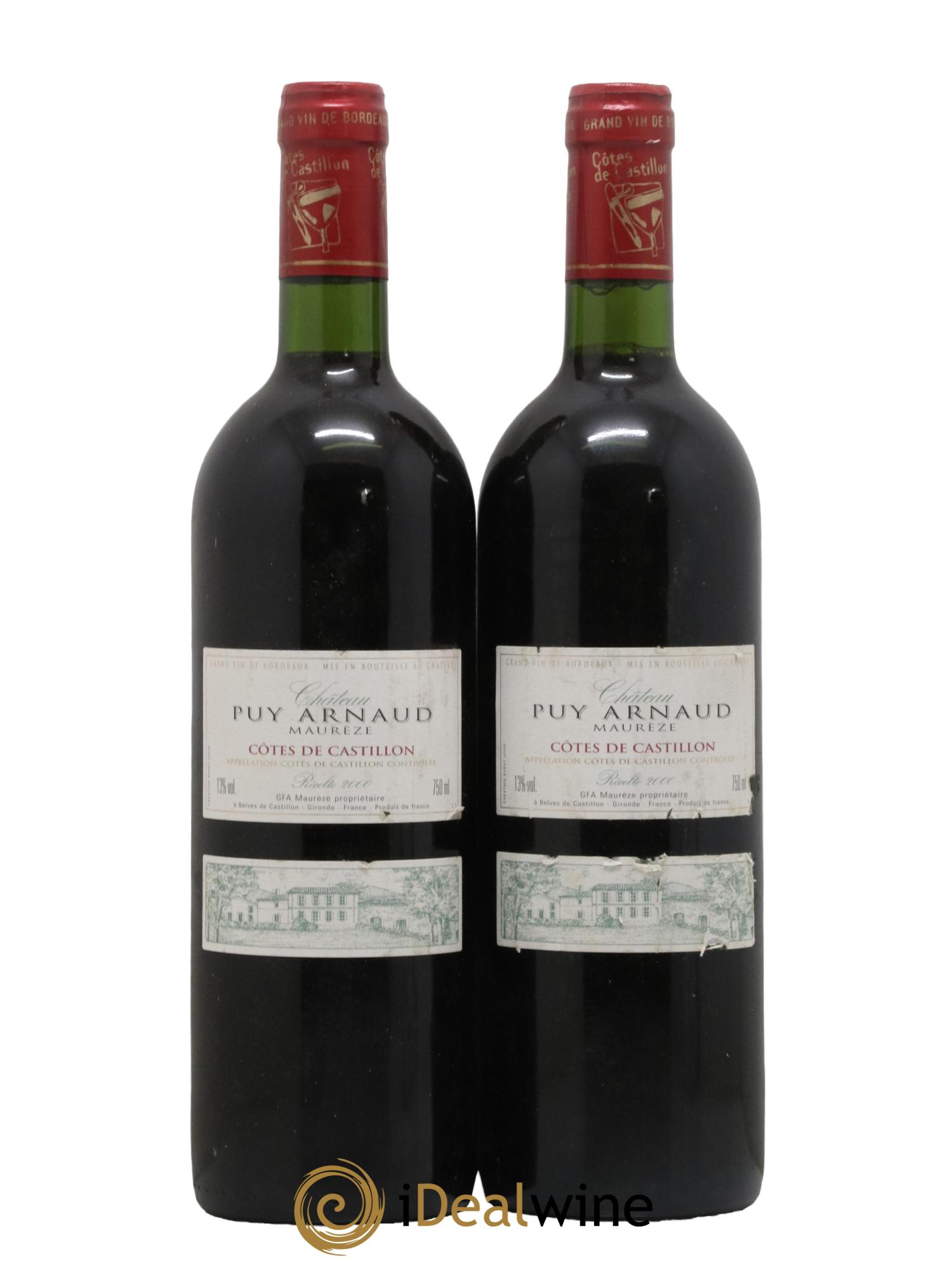 Castillon-Côtes-de-Bordeaux (Côtes-de-Castillon) Chateau Puy Arnaud Maureze 2000 - Lot de 2 bouteilles - 0