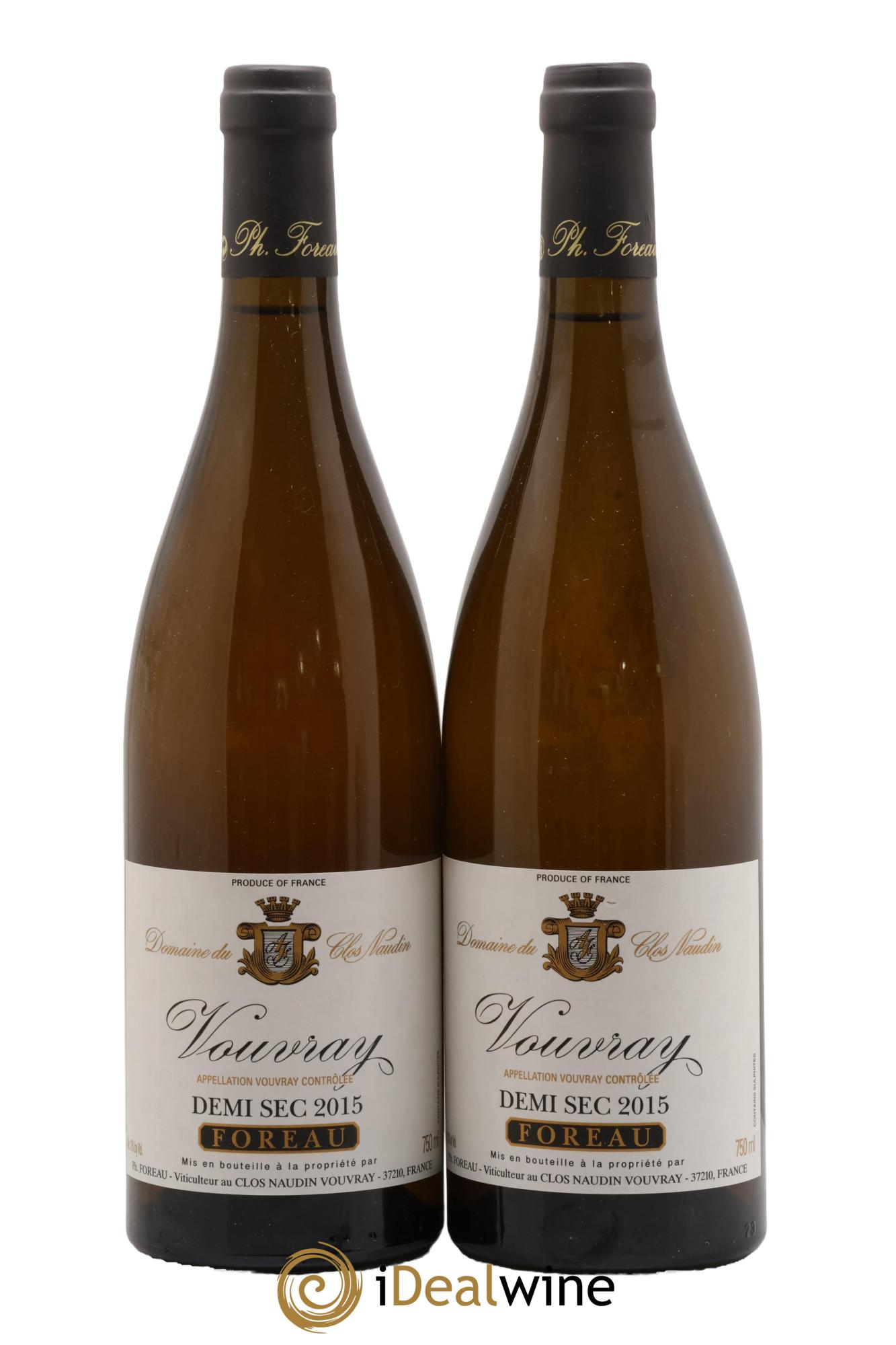 Vouvray Demi-Sec Clos Naudin - Vincent Foreau 2015 - Posten von 2 Flaschen - 0