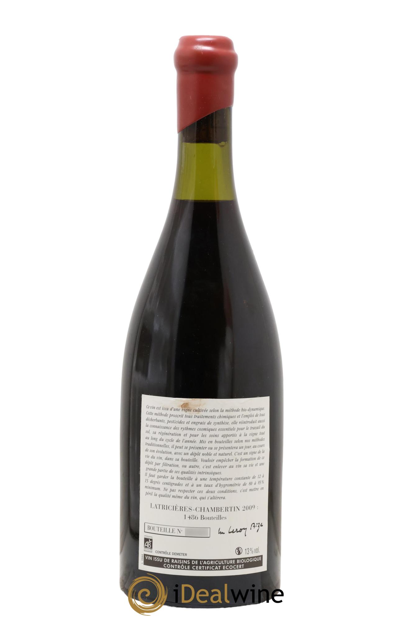 Latricières-Chambertin Grand Cru Leroy (Domaine) 2009 - Lot de 1 bouteille - 1