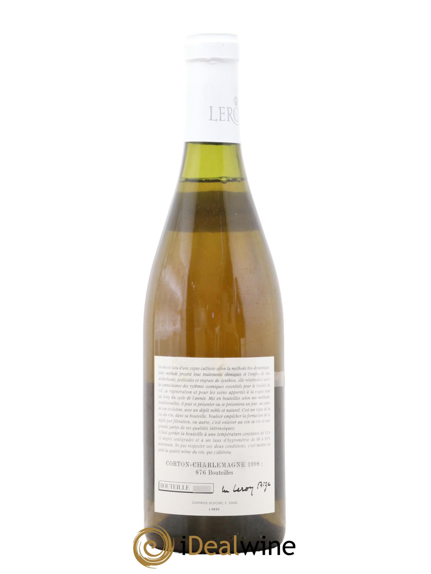 Corton-Charlemagne Grand Cru Leroy (Domaine) 1998 - Lot de 1 bouteille - 1