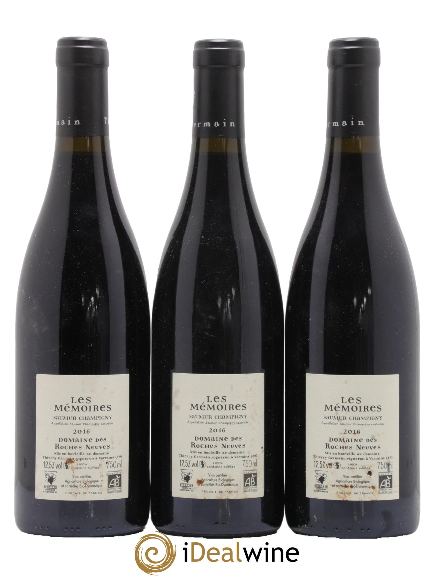 Saumur-Champigny Les Mémoires Domaine des Roches Neuves - Thierry Germain 2016 - Lot de 3 bouteilles - 1