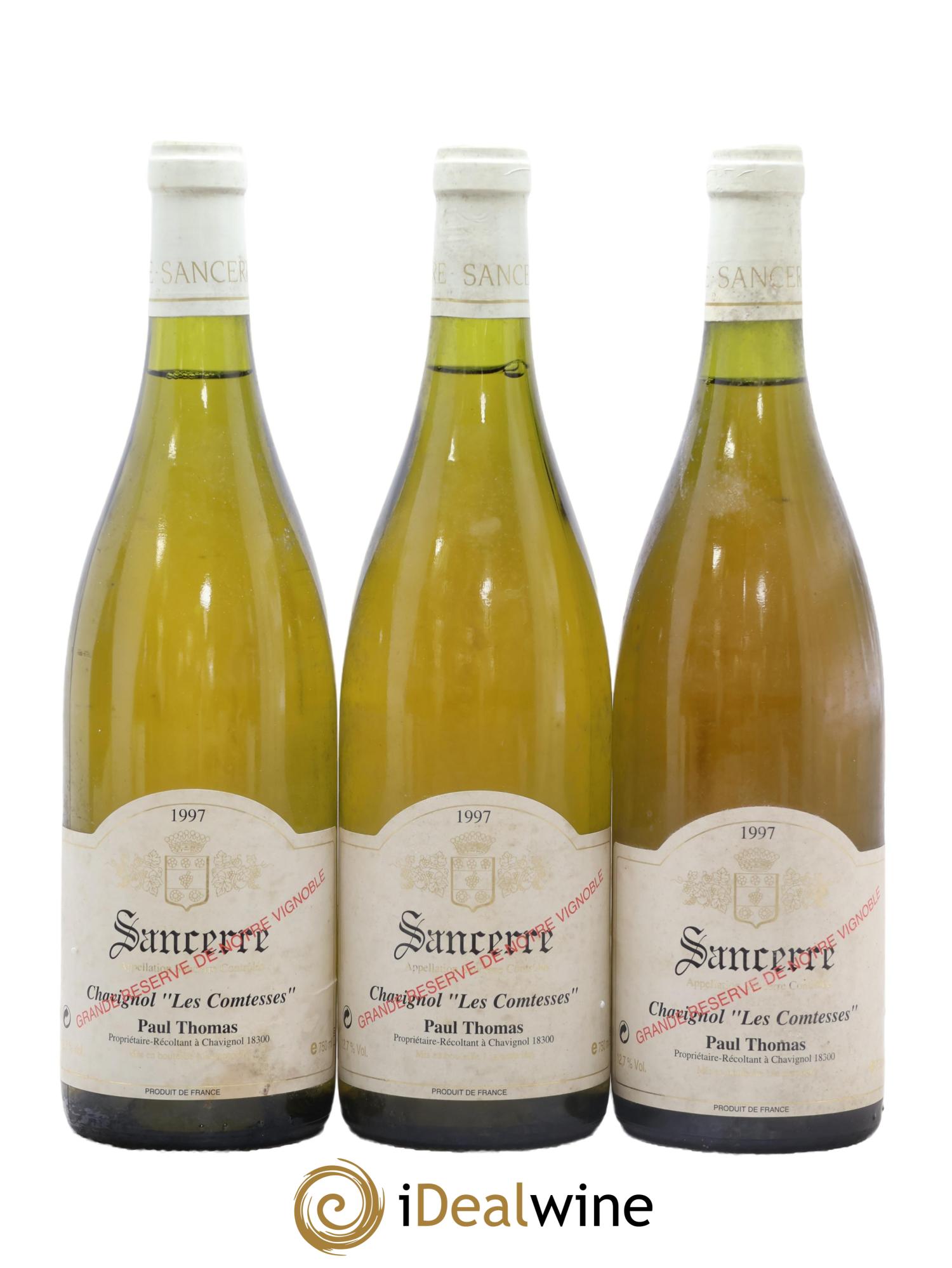 Sancerre Chavignol Les Comtesses Grande Reserve Paul Thomas 1997 - Lot de 3 bouteilles - 0