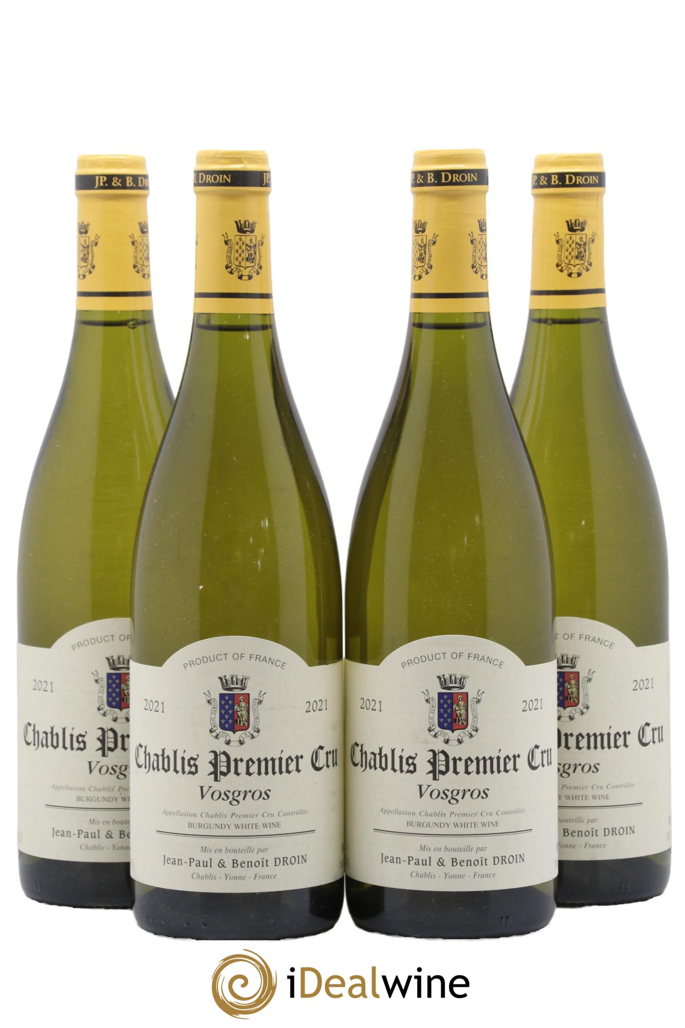Chablis 1er Cru Vosgros Jean-Paul & Benoît Droin (Domaine) 2021 - Lot de 4 bouteilles - 0