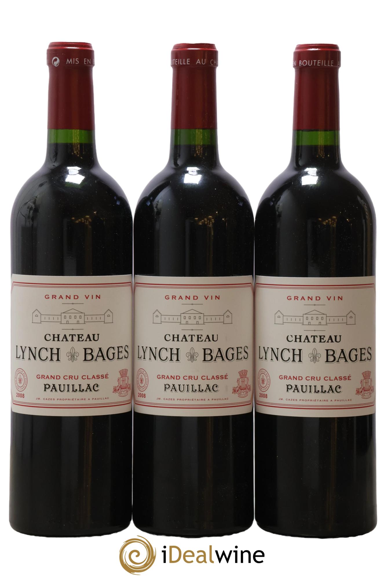 Château Lynch Bages 5ème Grand Cru Classé 2008 - Posten von 3 Flaschen - 0