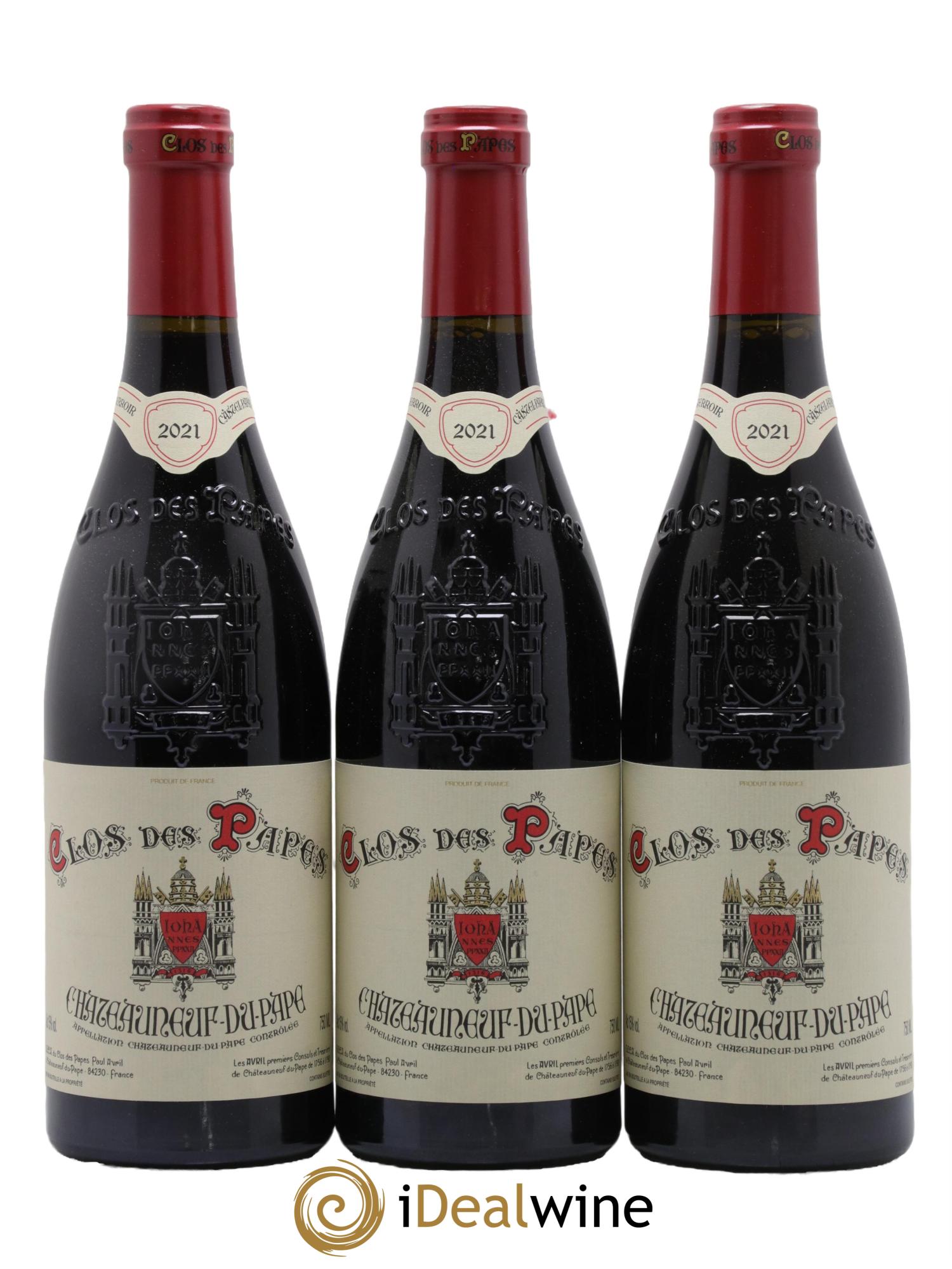Châteauneuf-du-Pape Clos des Papes - Paul Avril 2021 - Lot de 3 bouteilles - 0