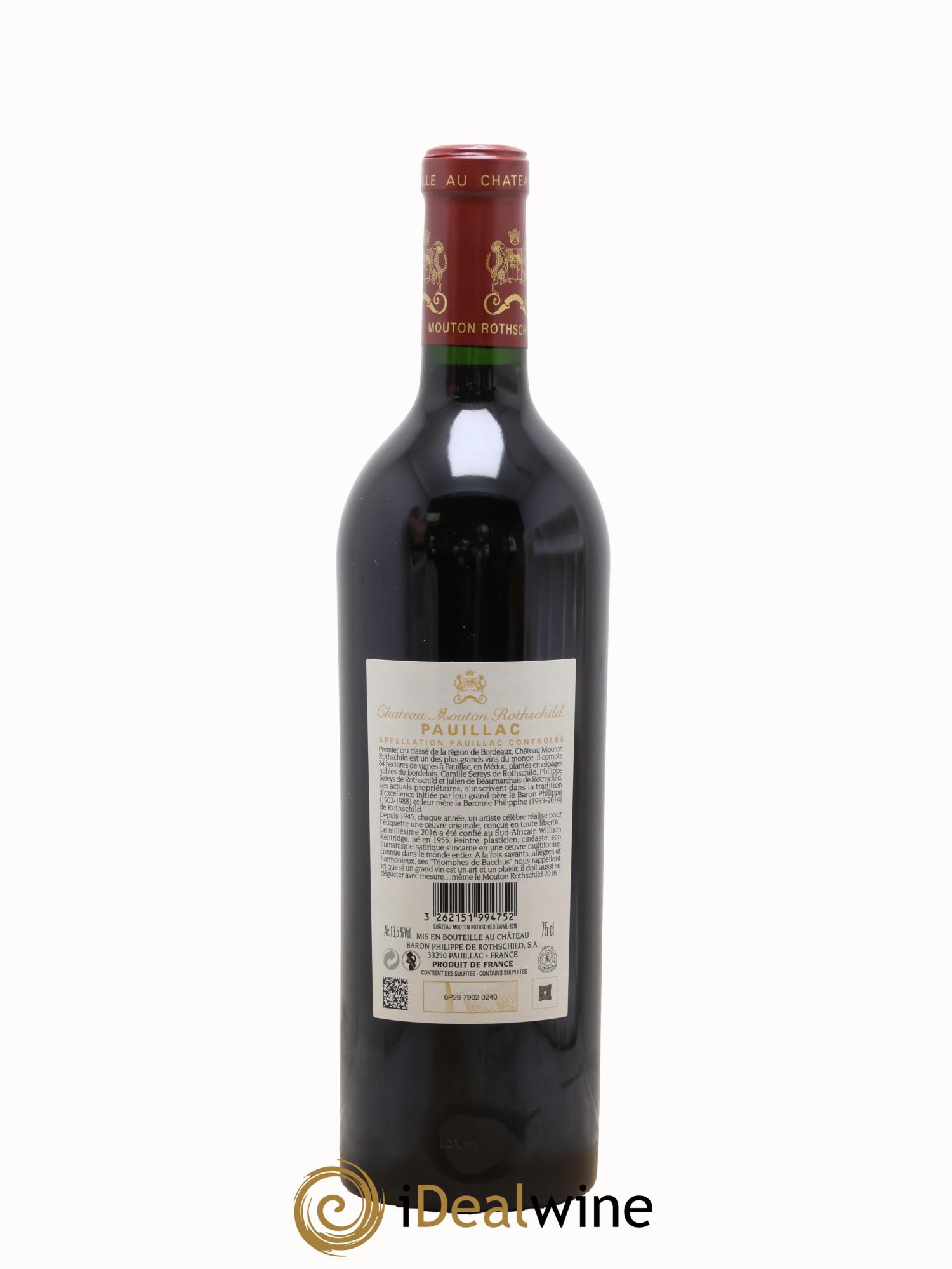 Château Mouton Rothschild 1er Grand Cru Classé 2016 - Lot de 1 bouteille - 1