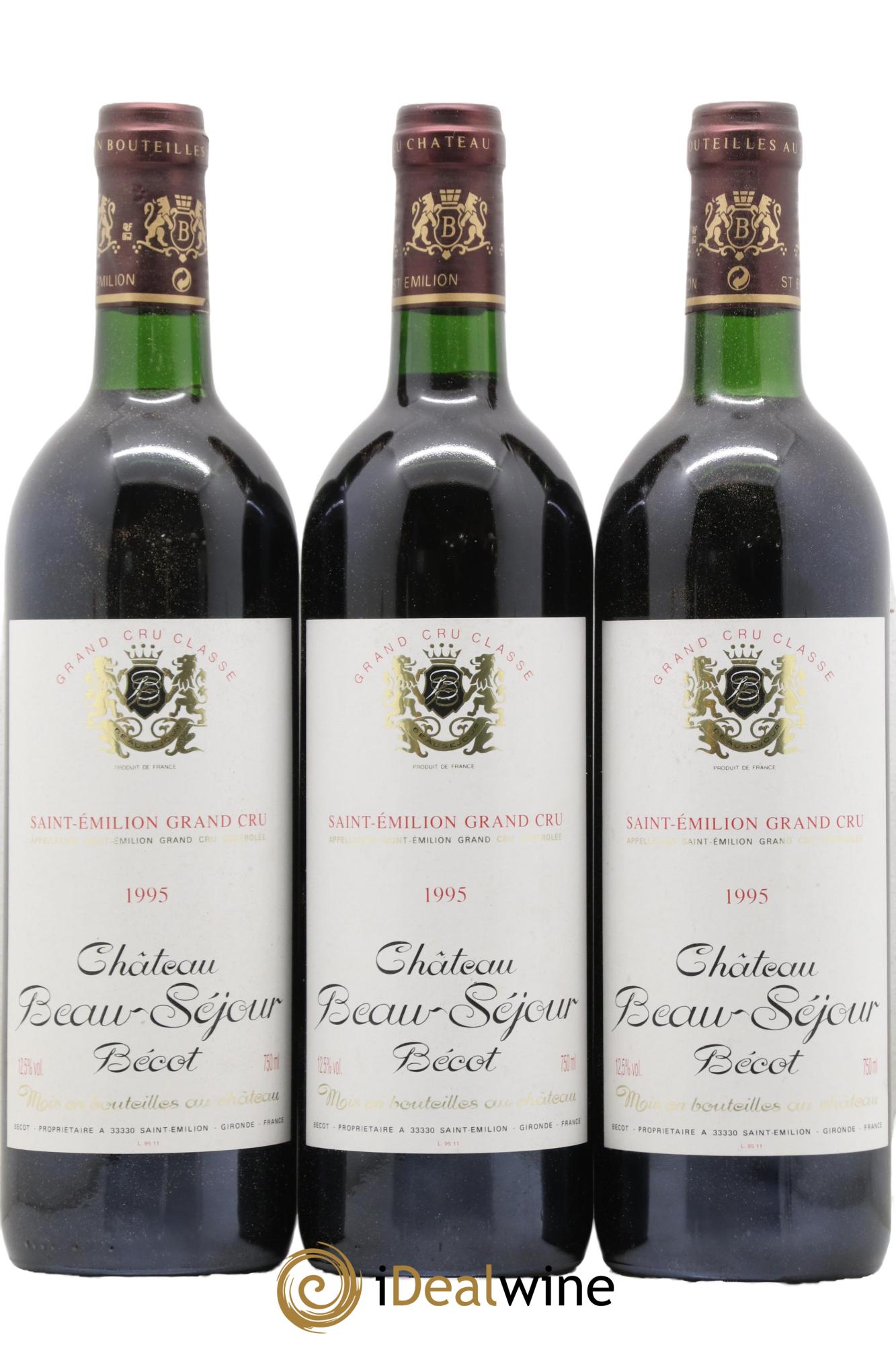 Château Beau-Séjour Bécot 1er Grand Cru Classé B 1995 - Lot de 3 bouteilles - 0