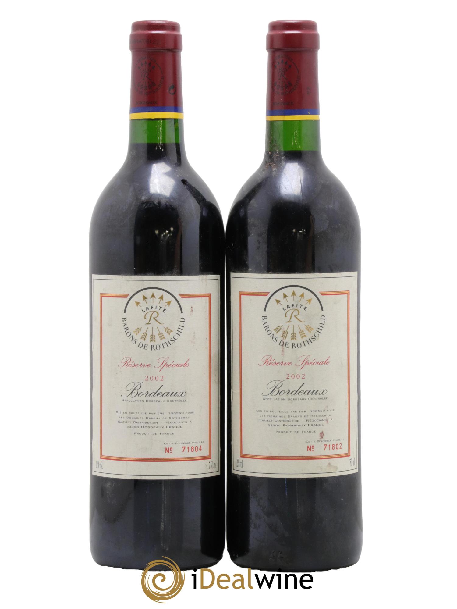 Bordeaux Reserve Speciale Lafite Baron de Rothschild 2002 - Lotto di 2 bottiglie - 0