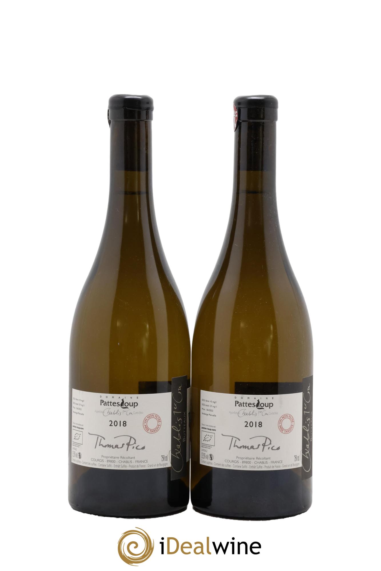 Chablis 1er Cru Butteaux Pattes Loup (Domaine) 2018 - Lot de 2 bouteilles - 1