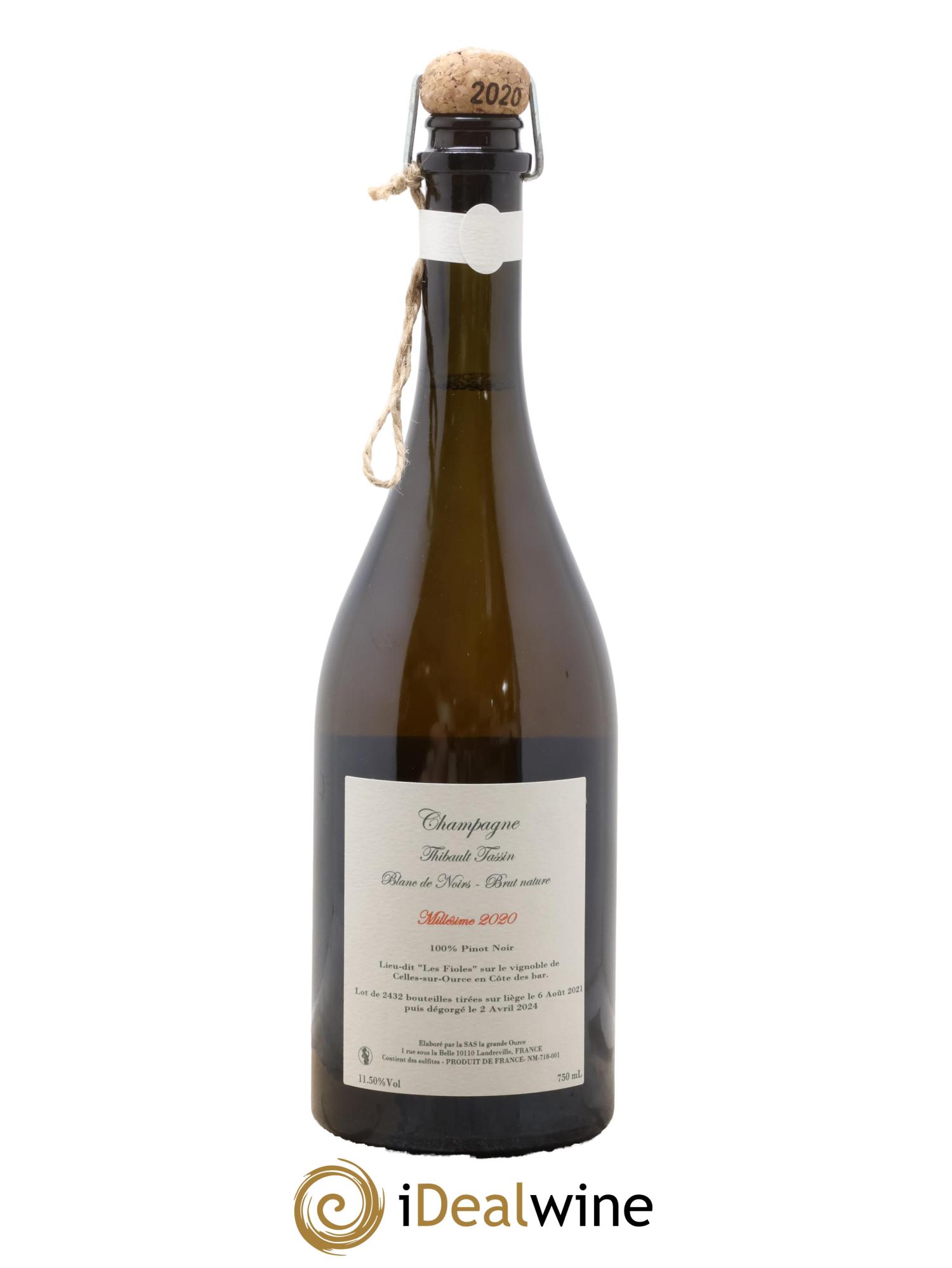 Champagne Brut Nature Blanc de Noirs Les Fioles Maison Thibault Tassin 2020 - Lotto di 1 bottiglia - 1