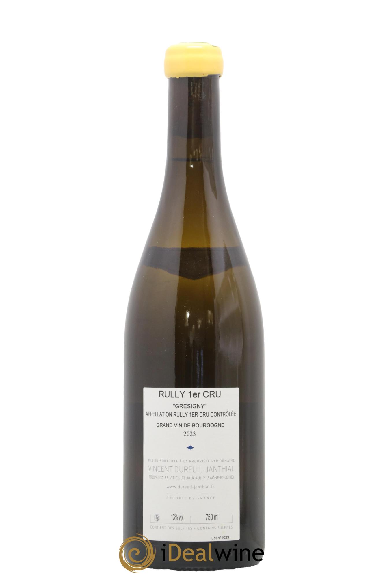 Rully 1er Cru Grésigny Vieilles Vignes Vincent Dureuil-Janthial 2023 - Lot de 1 bouteille - 1