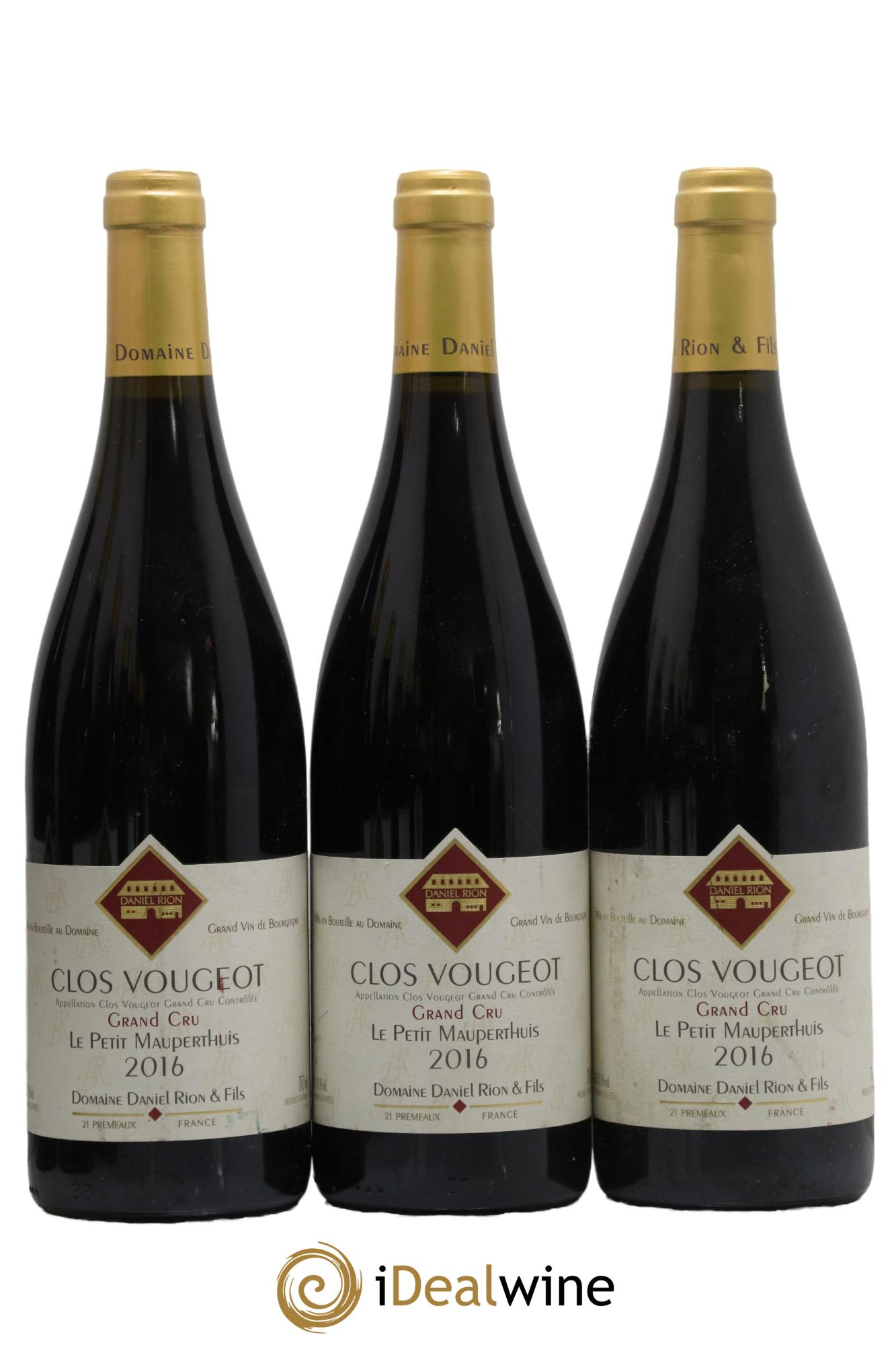 Clos de Vougeot Grand Cru Le Petit Maupertuis Daniel Rion 2016 - Lot de 3 bouteilles - 0