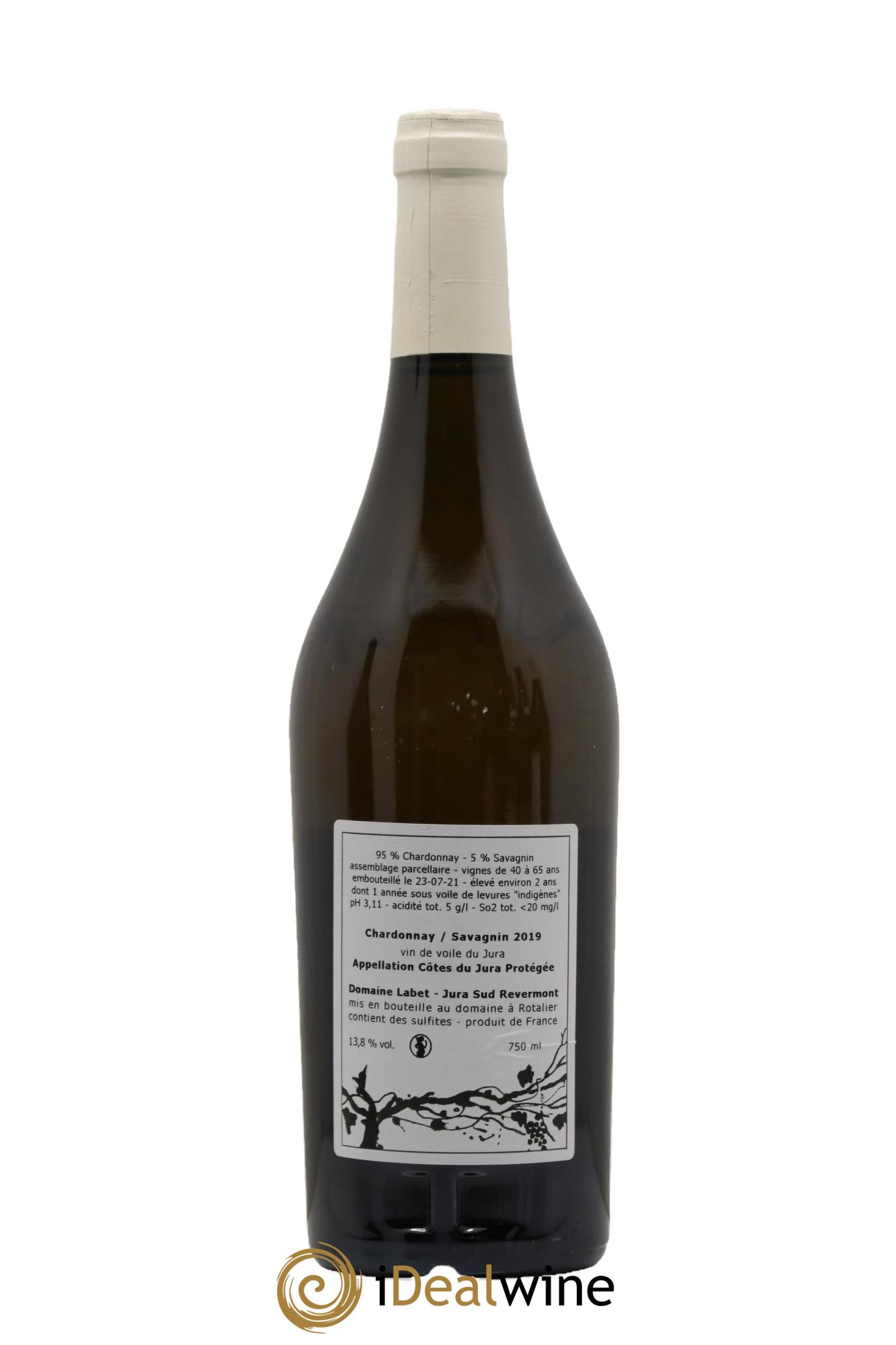 Côtes du Jura Vin de Voile Chardonnay-Savagnin cuvée de garde Romain - Julien - Charline Labet 2019 - Lot de 1 bouteille - 1