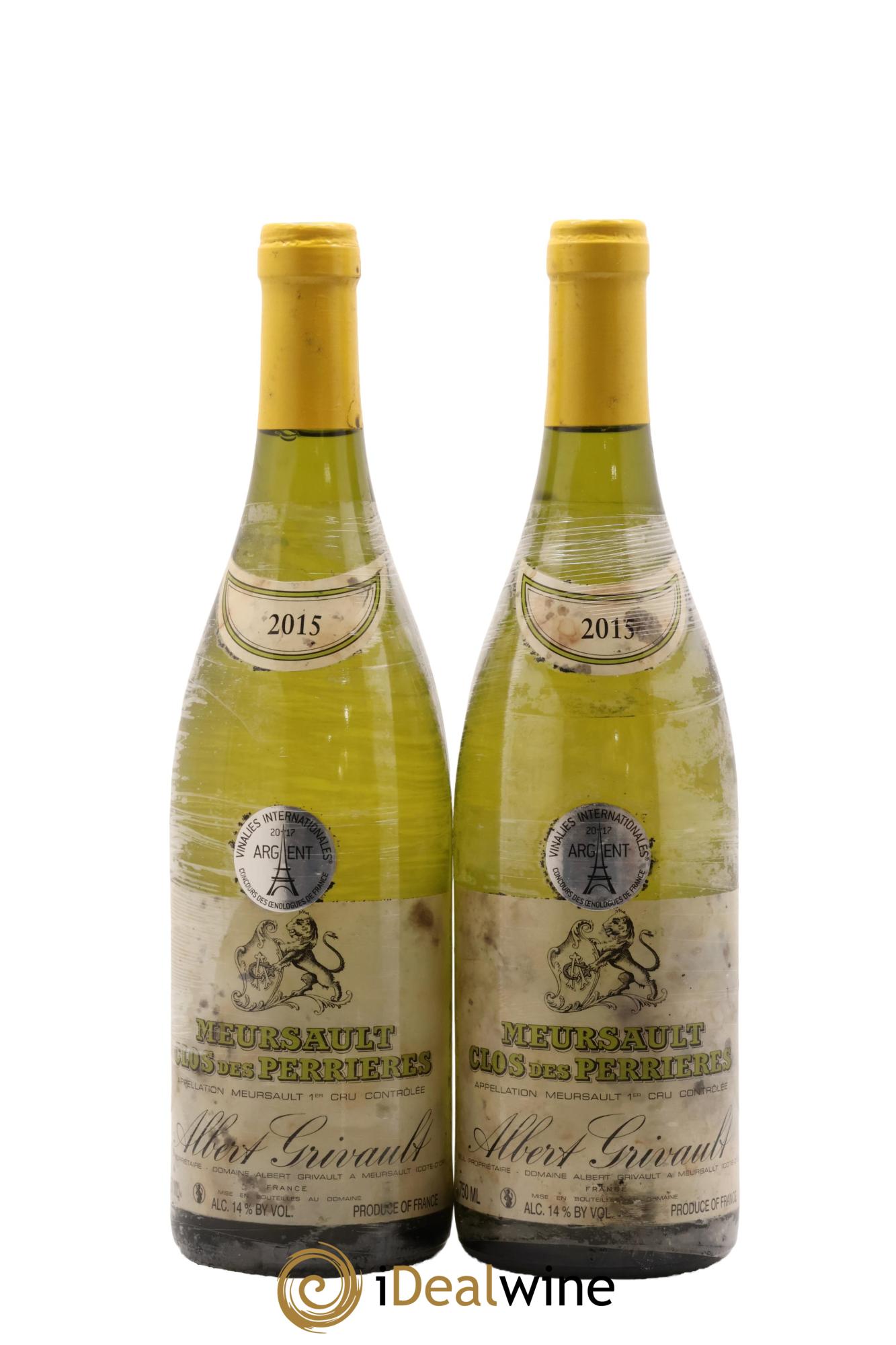 Meursault 1er Cru Clos des Perrières Monopole Albert Grivault 2015 - Posten von 2 Flaschen - 0