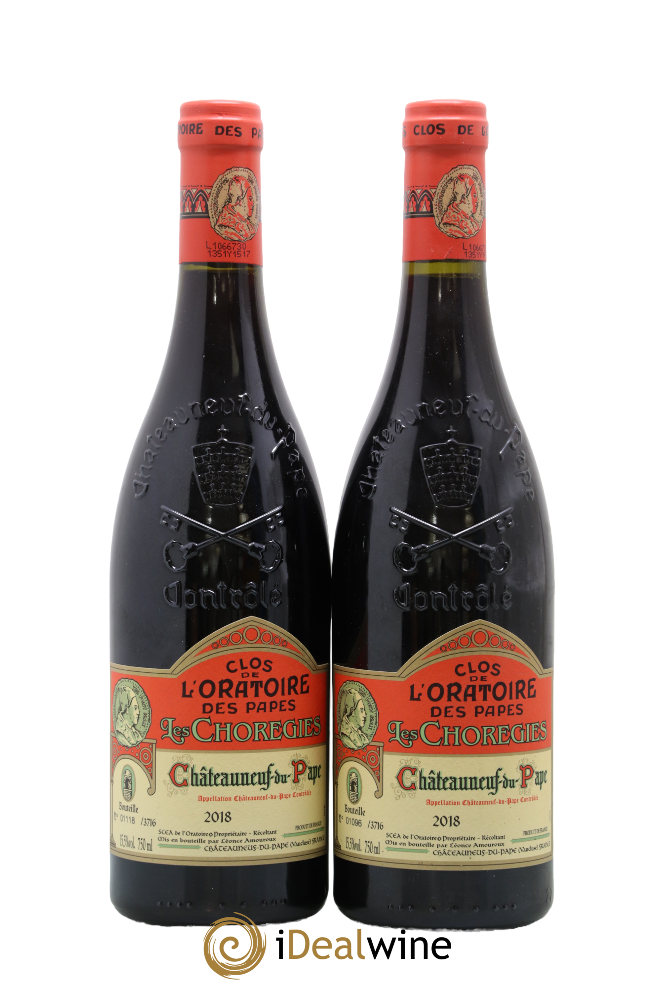 Châteauneuf-du-Pape Les Choregies Clos de l'Oratoire des Papes 2018 - Lot of 2 bottles - 0