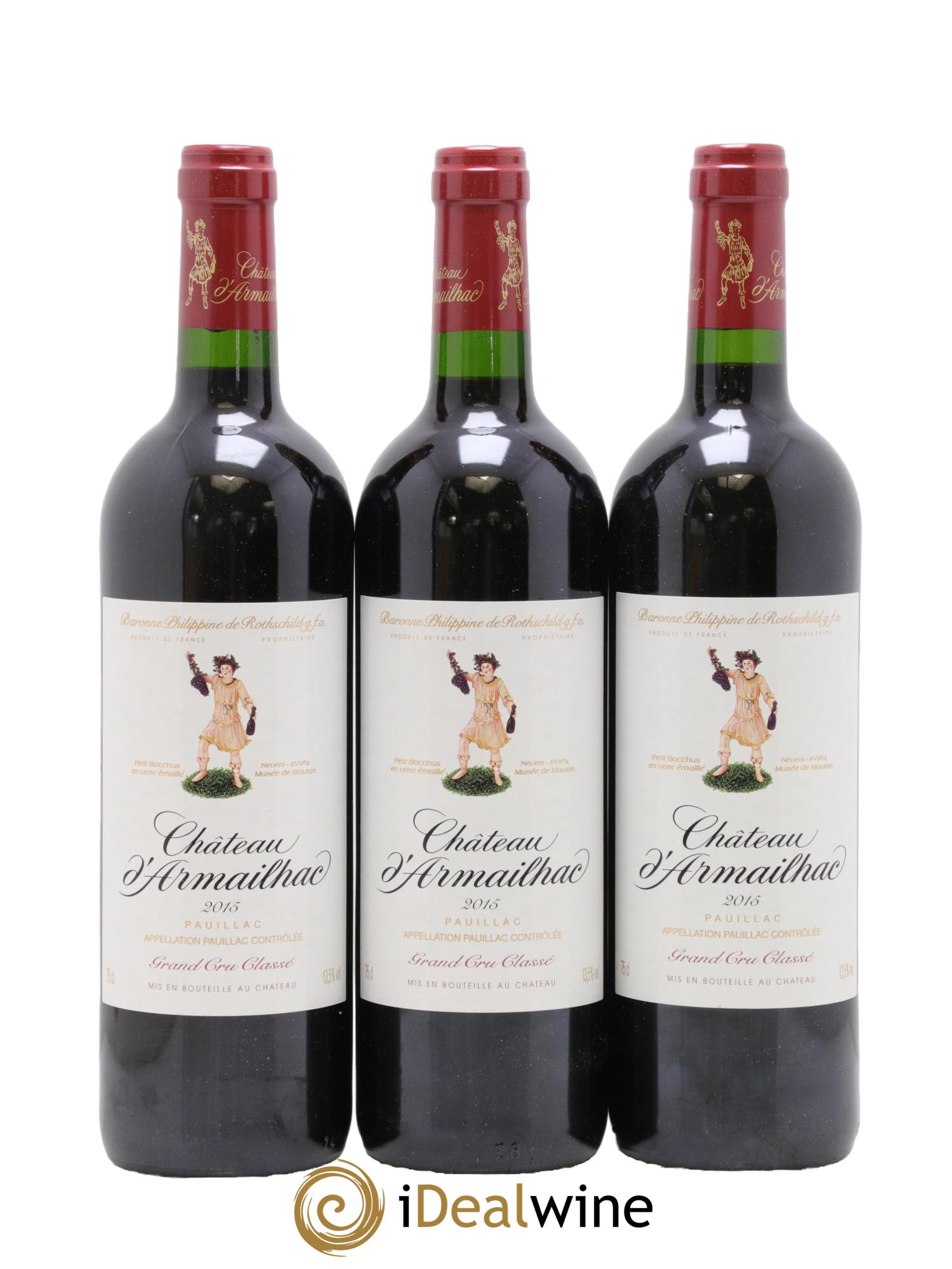 Château d' Armailhac - Mouton Baron(ne) Philippe 5ème Grand Cru Classé 2015 - Lot de 3 bouteilles - 0