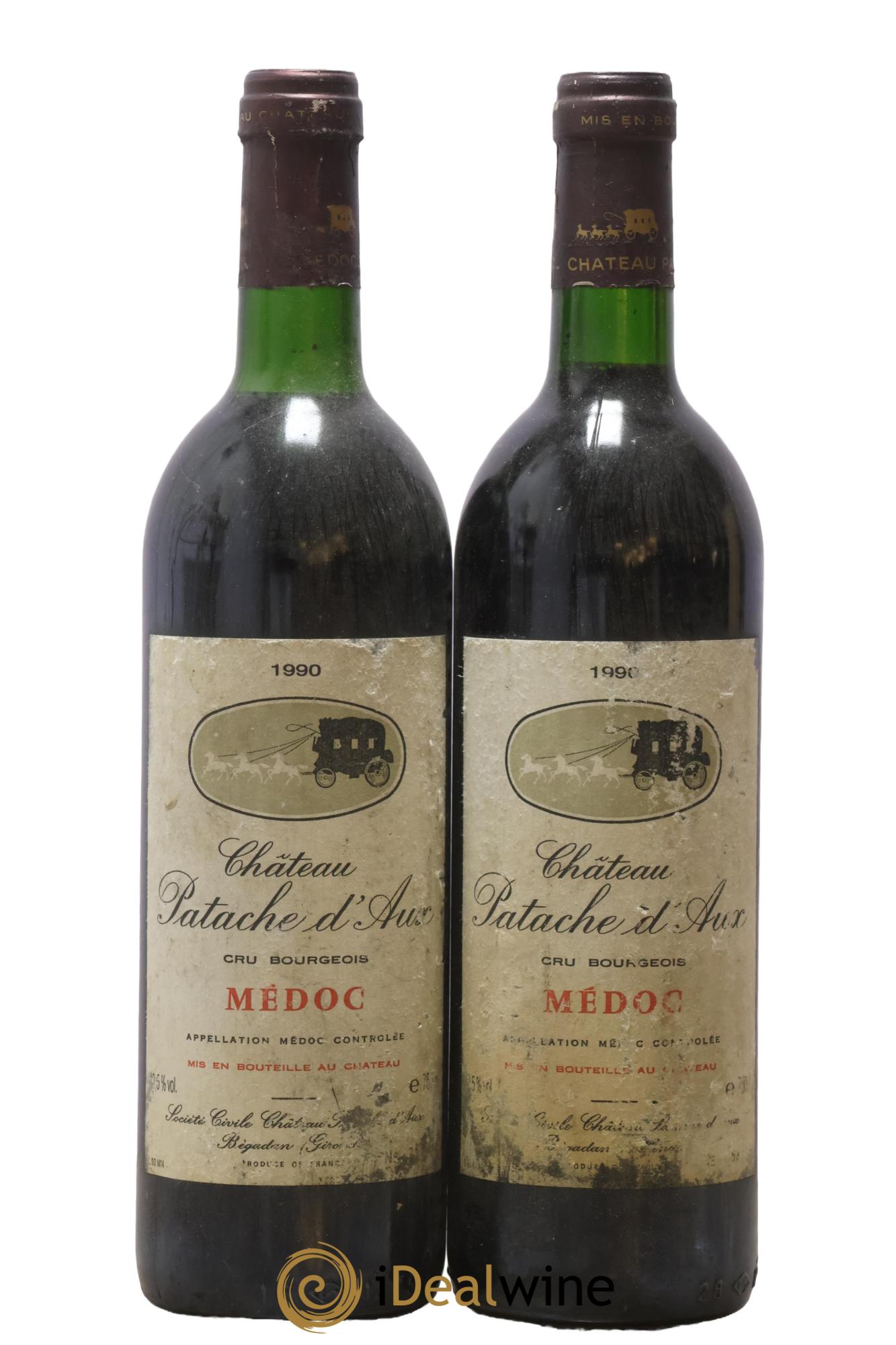 Château Patache d'Aux Cru Bourgeois 1990 - Lot de 2 bouteilles - 0