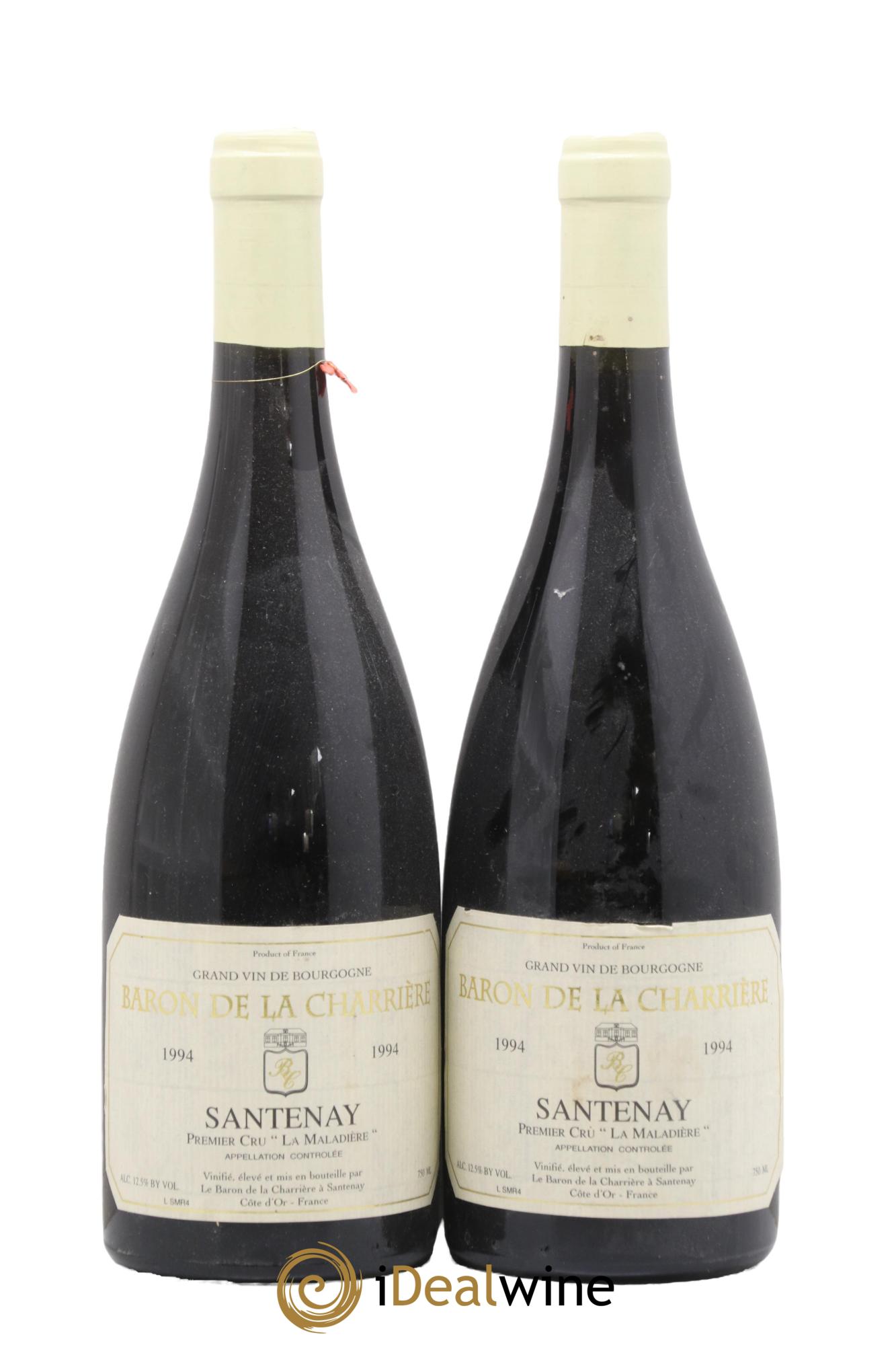 Santenay 1er Cru La Maladière Baron de la Charrière 1994 - Lot de 2 bouteilles - 0
