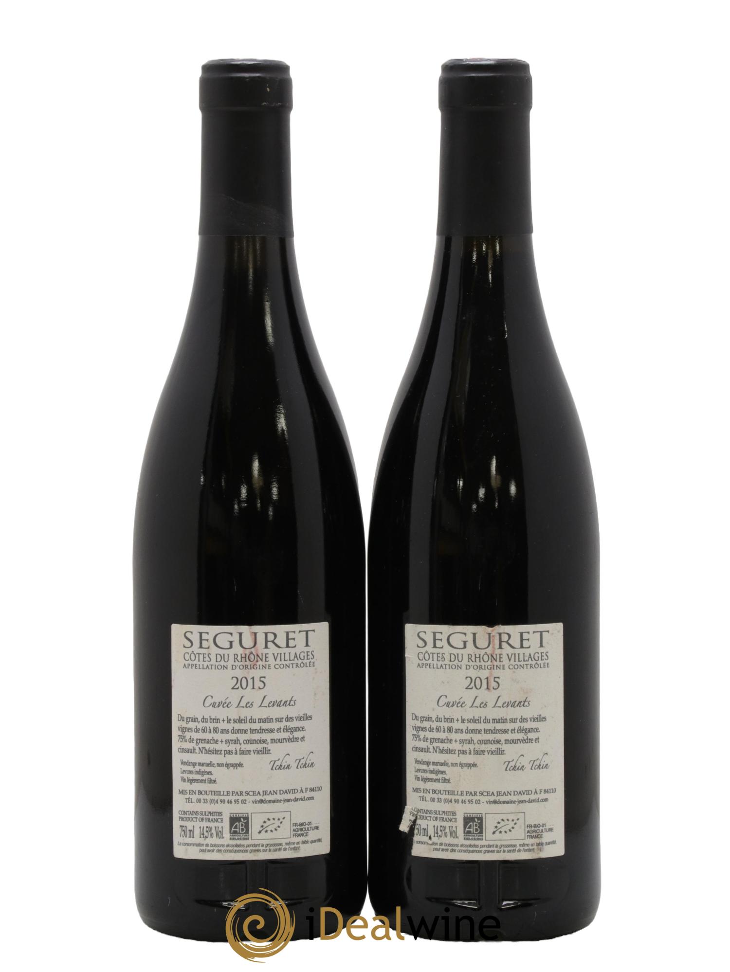 Côtes-du-Rhône Village Seguret Les Levants Domaine Jean David 2015 - Lot de 2 bouteilles - 1