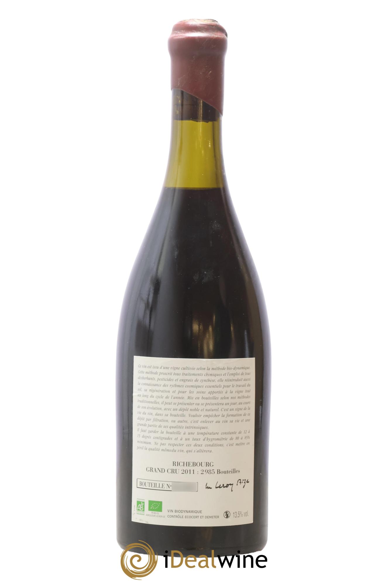 Richebourg Grand Cru Leroy (Domaine) 2011 - Lot de 1 bouteille - 1