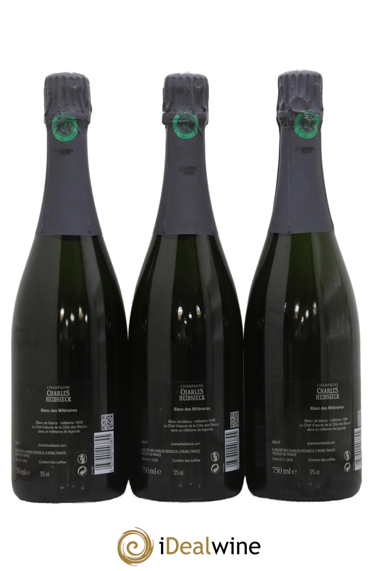 Blanc de Blancs Blanc des Millénaires Brut Charles Heidsieck 1995 - Lot de 3 bouteilles - 1