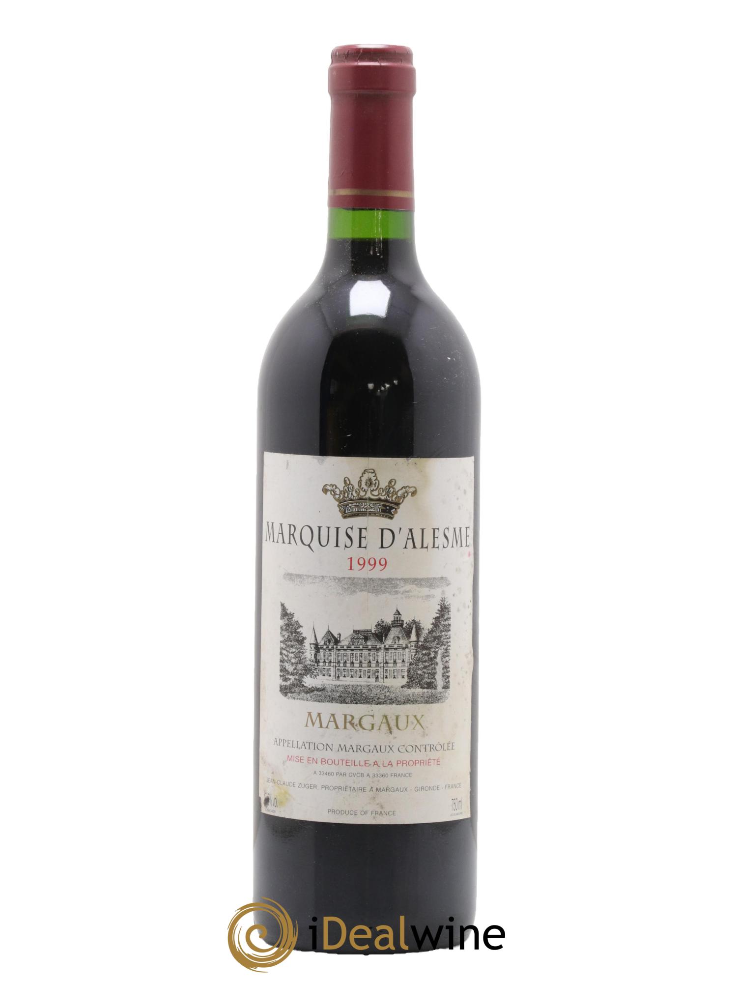 Bordeaux Margaux Marquise D'Alesme 1999 - Lot de 1 bouteille - 0