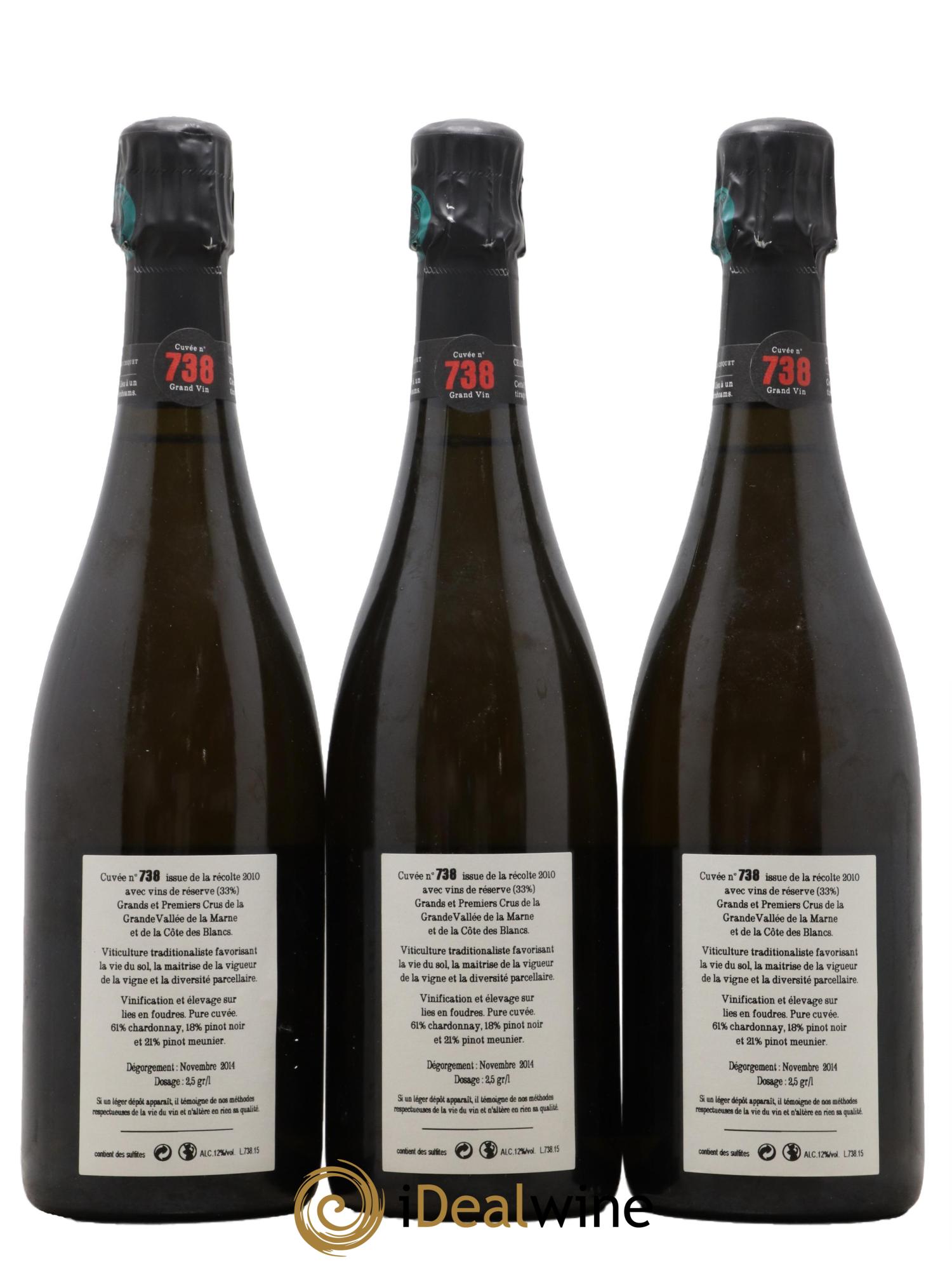 Cuvée 738 Extra-Brut Jacquesson - Lot de 3 bouteilles - 1