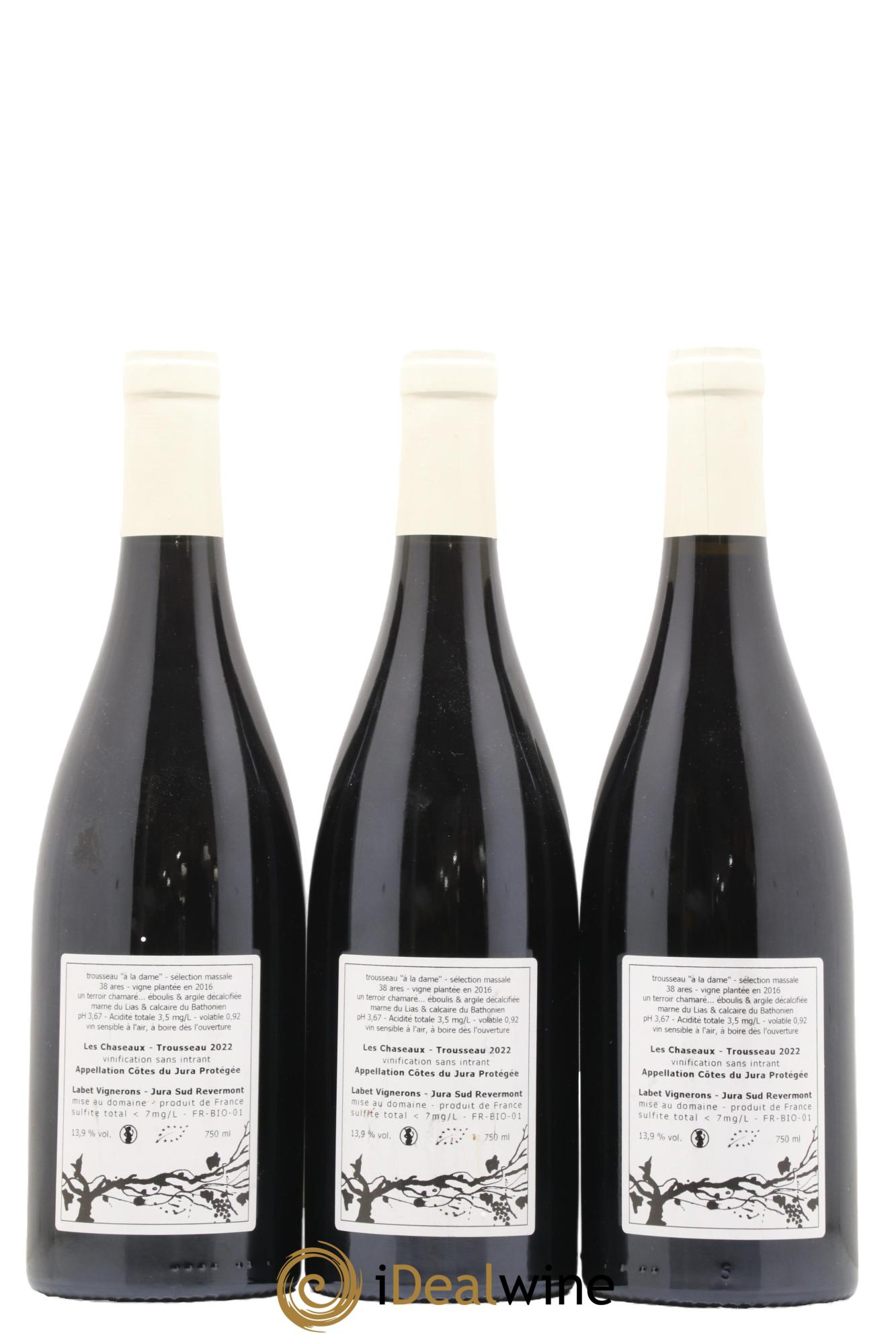 Côtes du Jura Les Chaseaux-Trousseau Sélection Massale Romain - Julien - Charline Labet 2022 - Lot de 3 bouteilles - 1