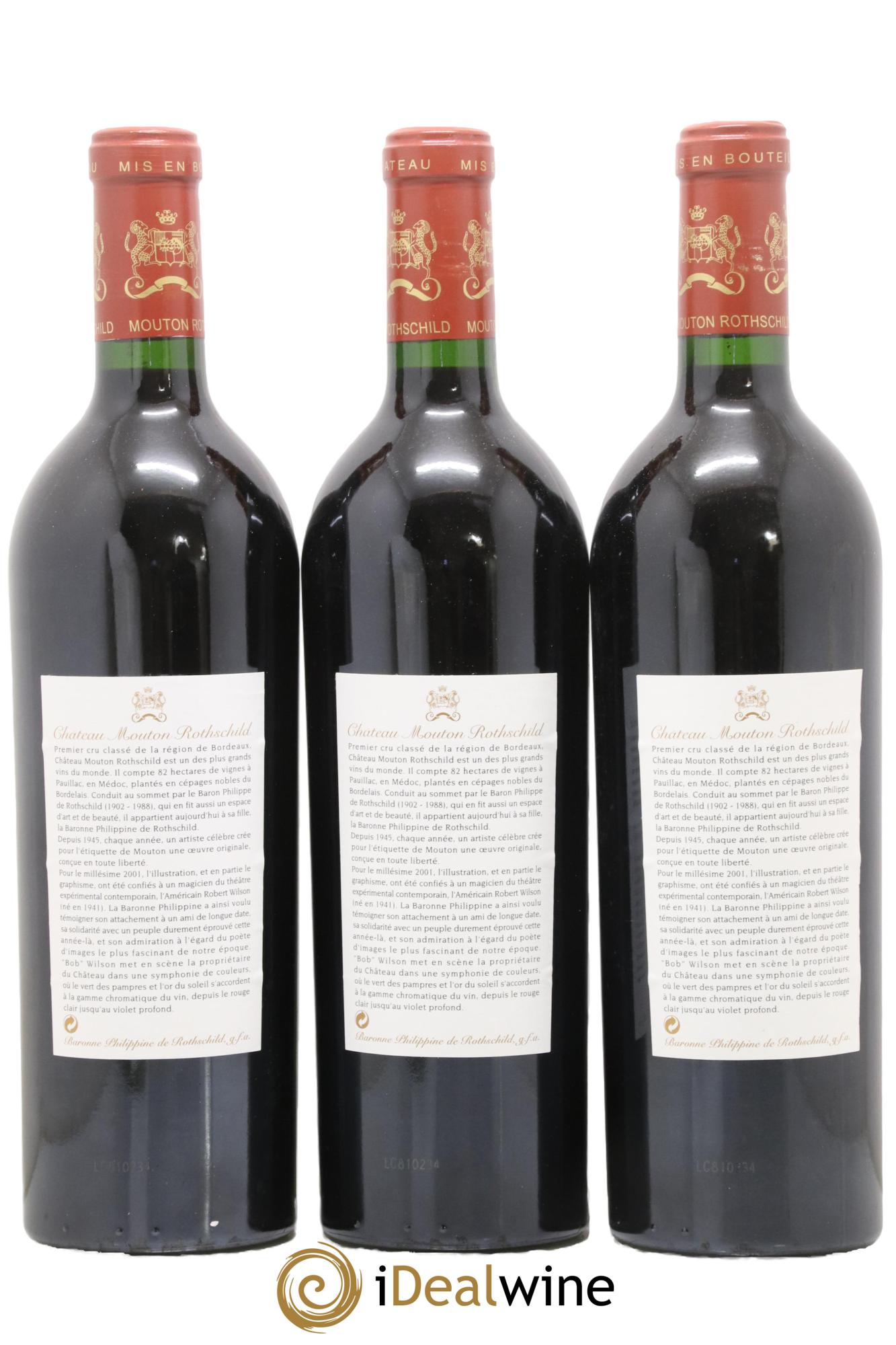 Château Mouton Rothschild 1er Grand Cru Classé 2001 - Posten von 3 Flaschen - 1