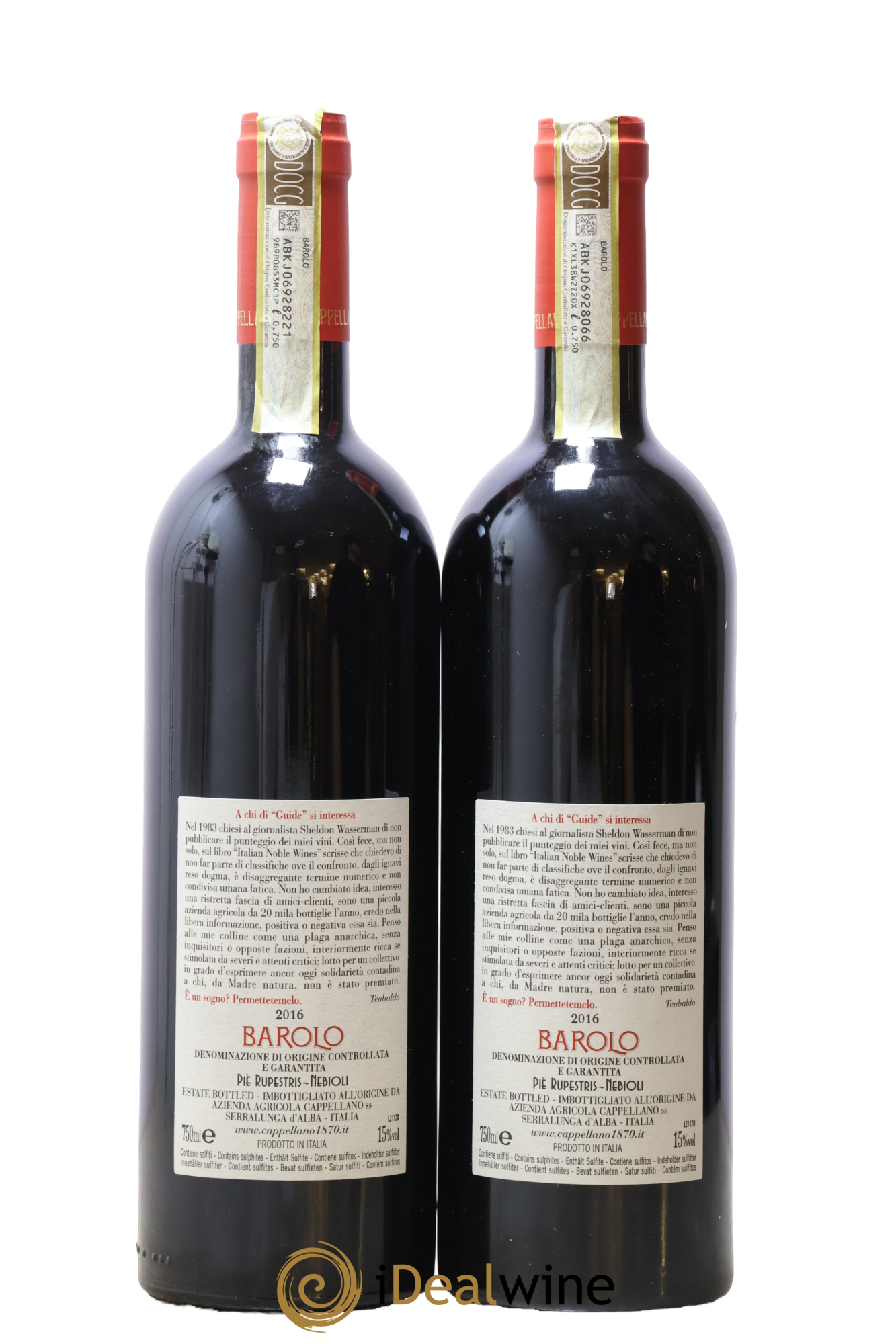 Barolo DOCG Pie Rupestris Cappellano 2016 - Posten von 2 Flaschen - 1