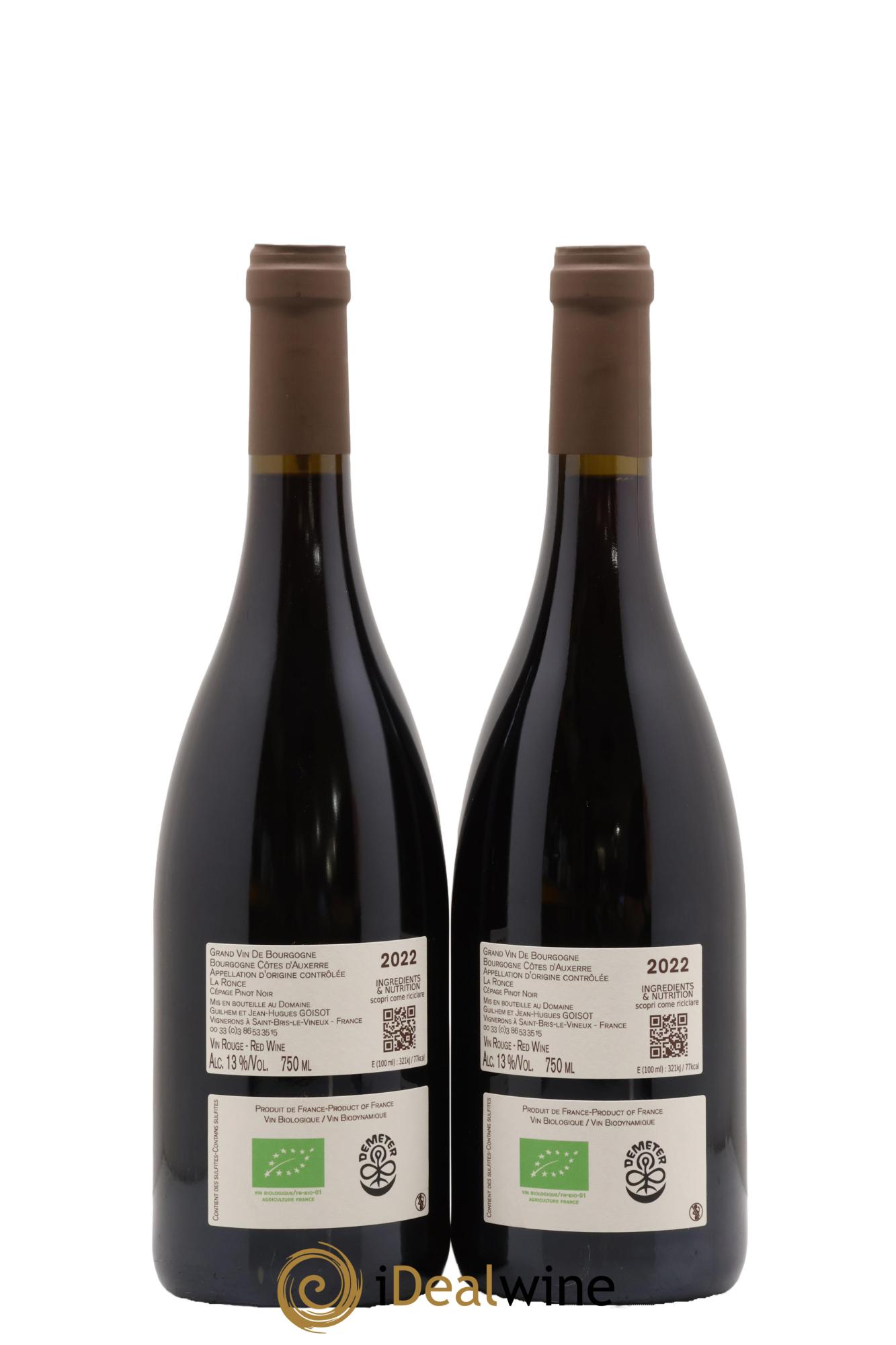 Bourgogne Côtes d'Auxerre La Ronce Goisot 2022 - Lot de 2 bouteilles - 1