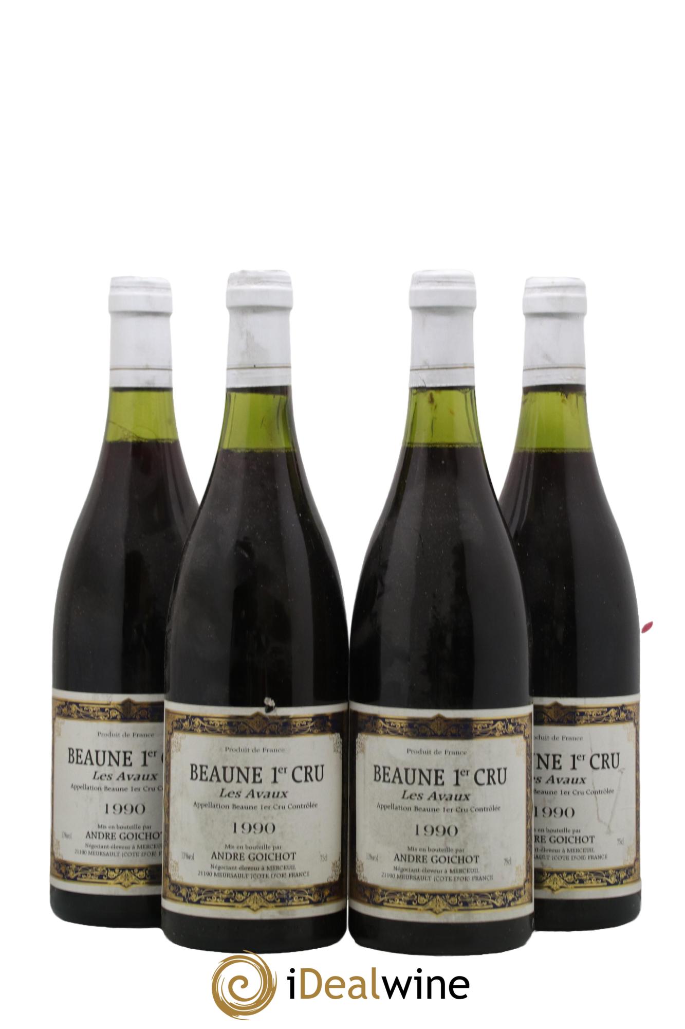 Beaune 1er Cru Les Avaux Maison André Goichot 1990 - Lot de 4 bouteilles - 0