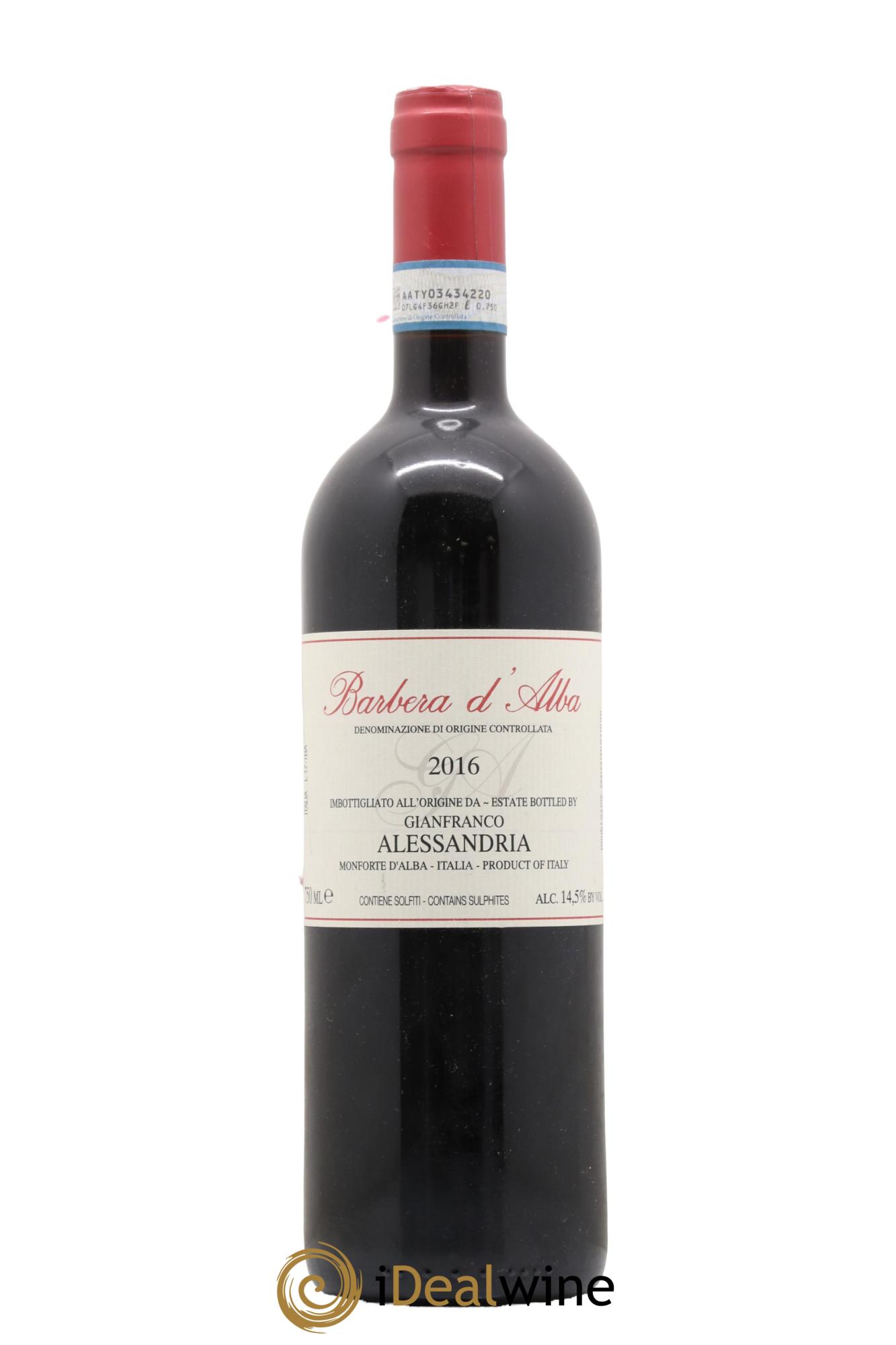 Barbera d'Alba DOC Gianfranco Alessandria 2016 - Lot de 1 bouteille - 0