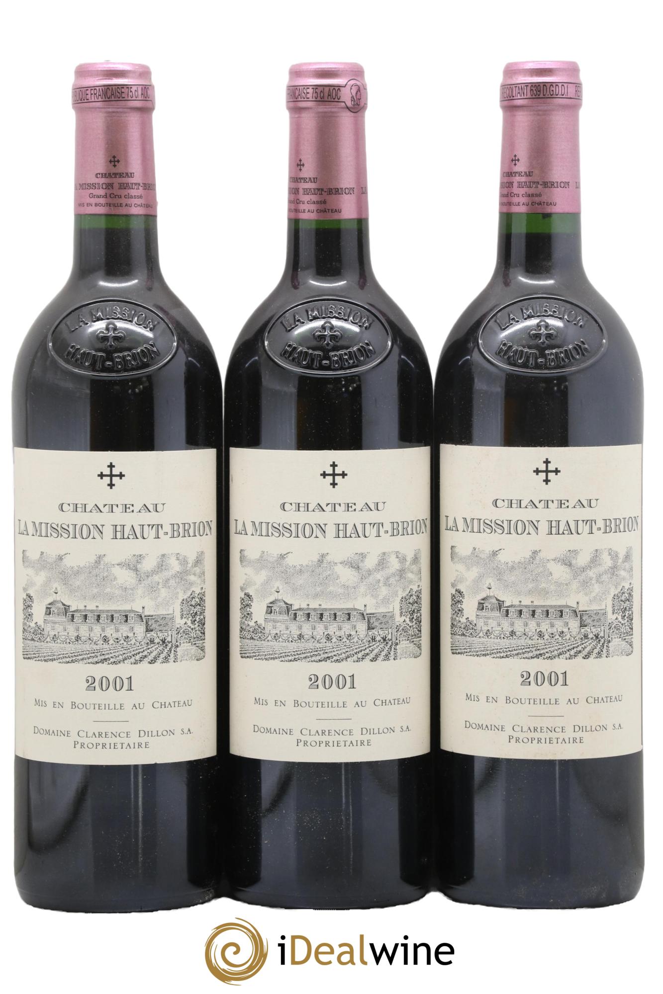 Château la Mission Haut-Brion Cru Classé de Graves 2001 - Lot de 3 bouteilles - 0